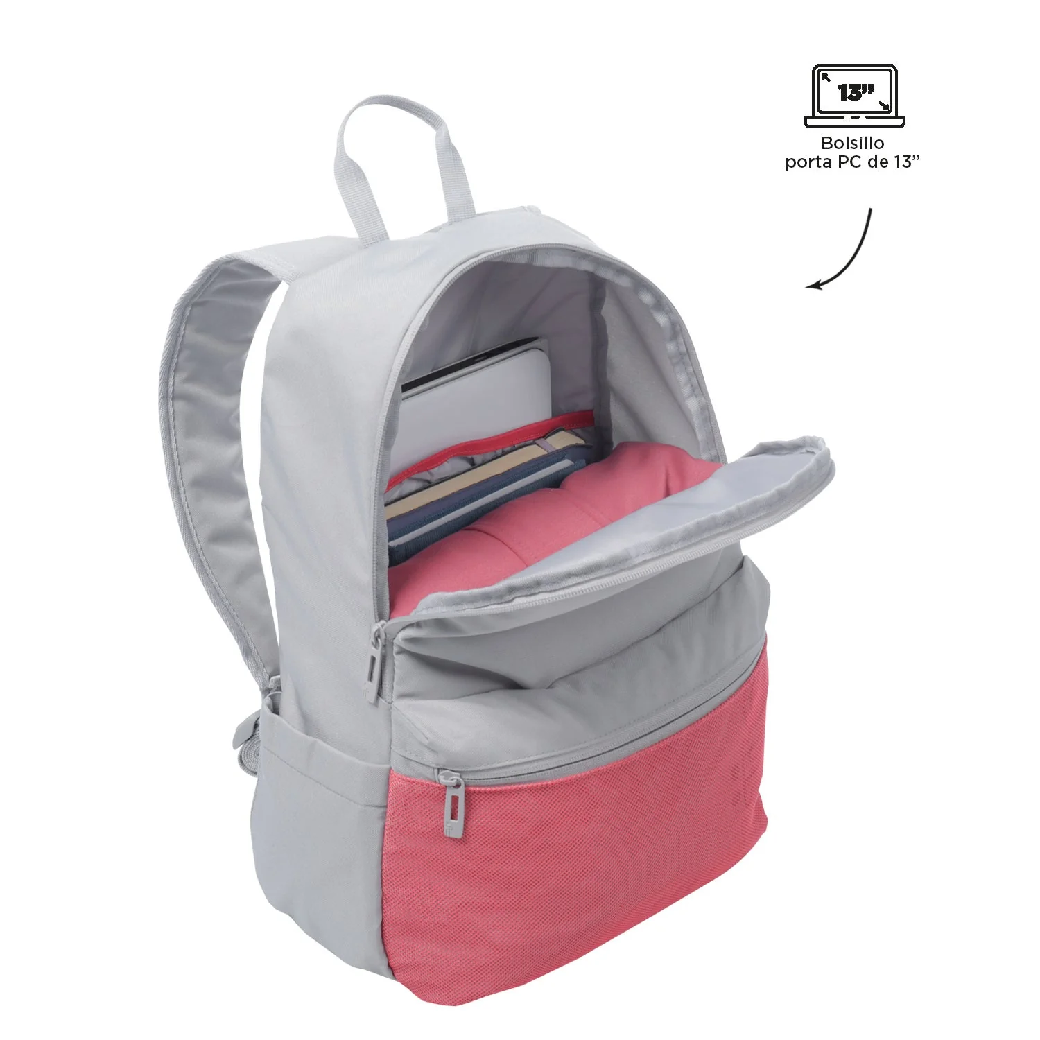 Mochila urbana color gris y rosa - Image 39