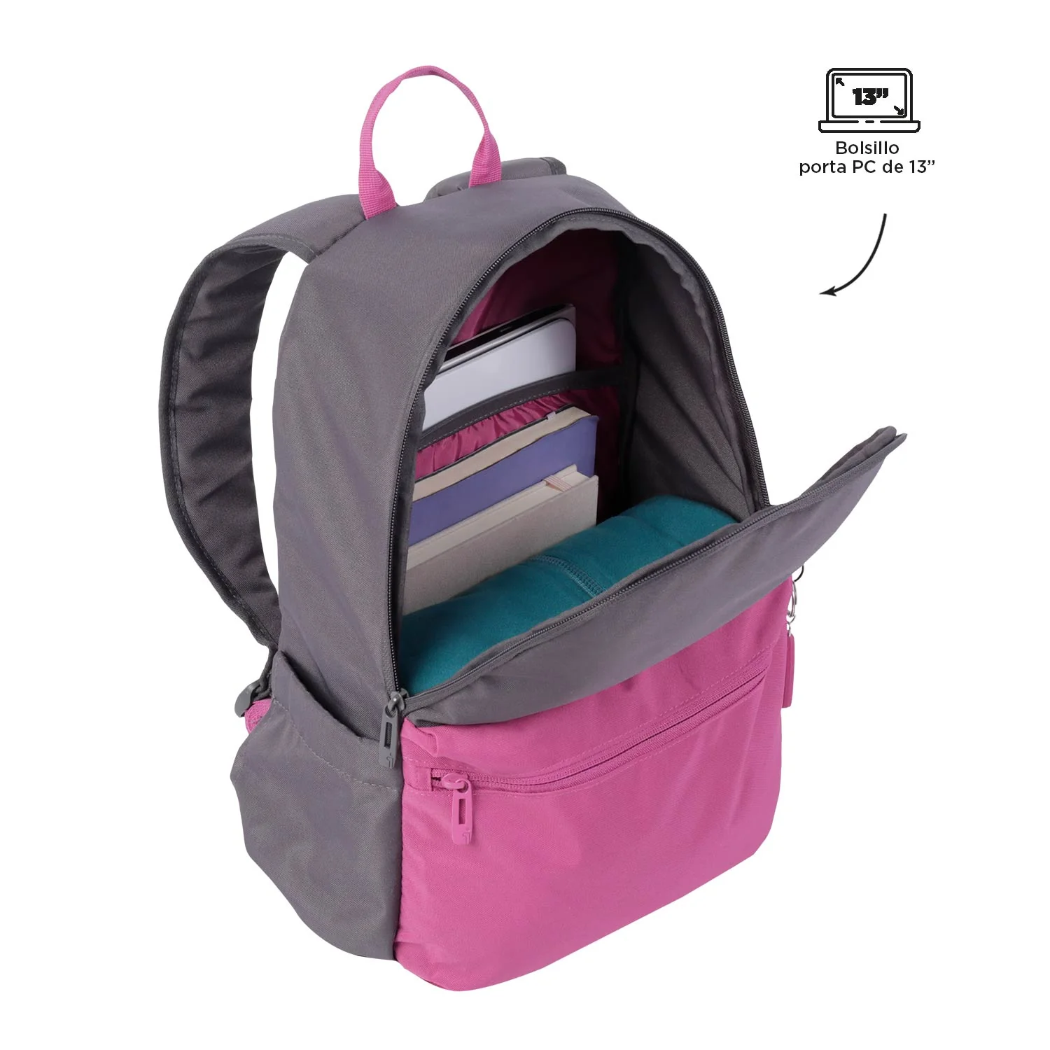 Mochila urbana color gris y rosa - Image 40