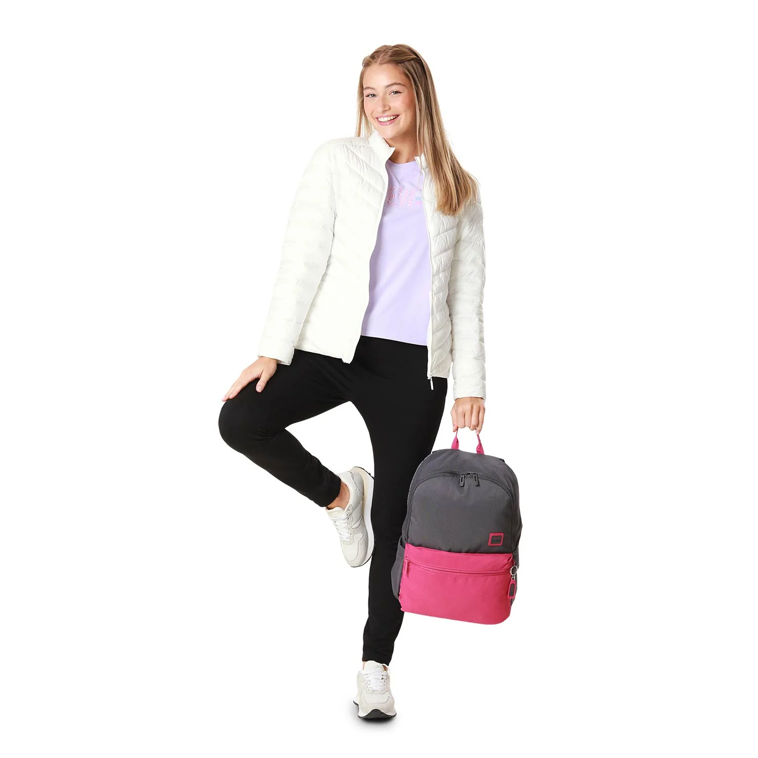 Mochila urbana color gris y rosa - Image 46