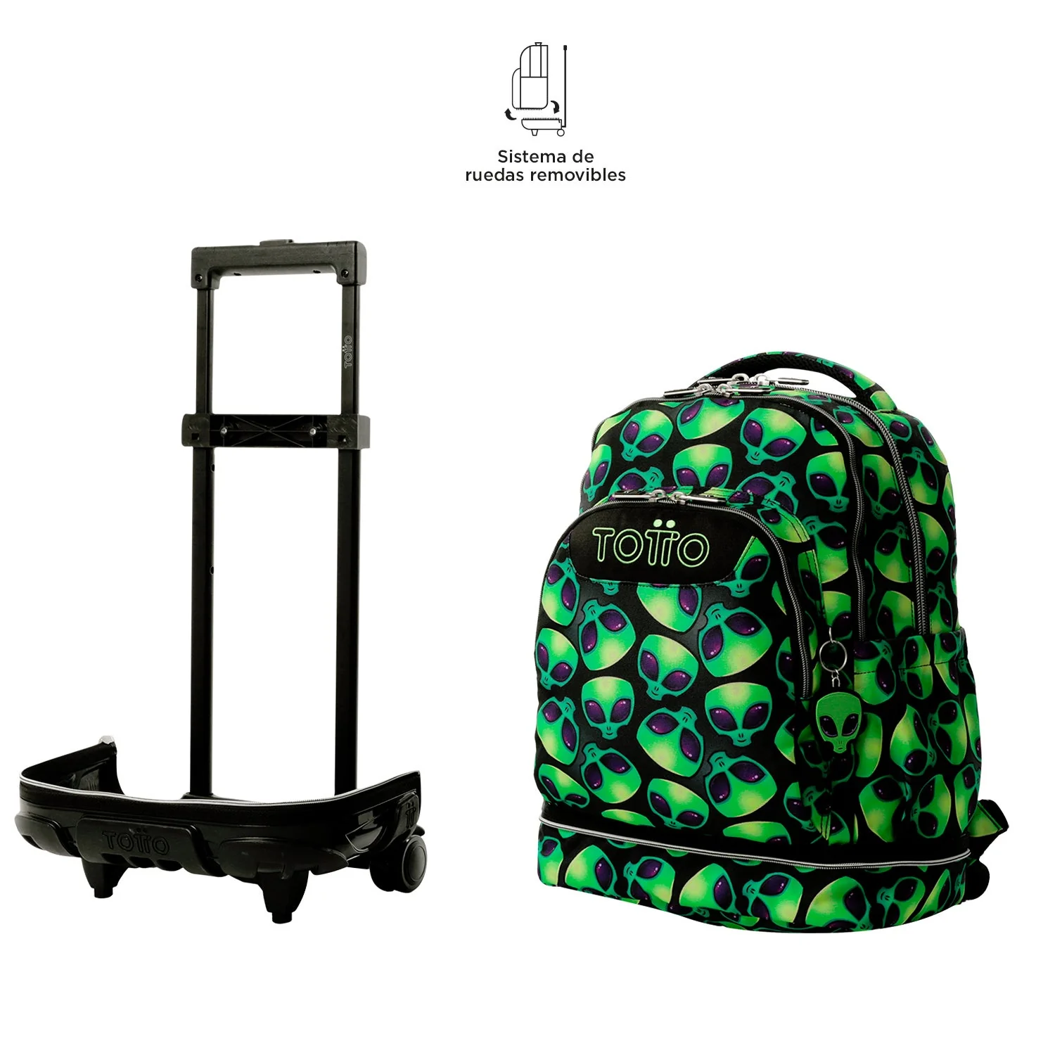 Pack escolar Ali - Mochila con ruedas desmontable + Estuche 3 compartimentos - Image 2