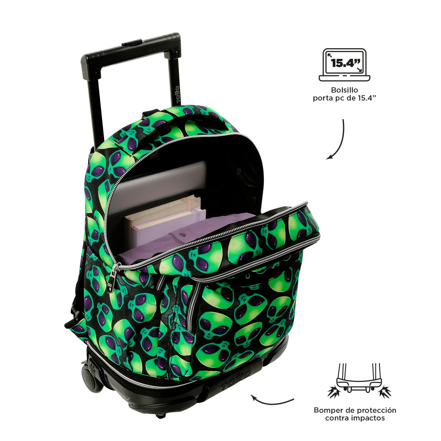 Pack escolar Ali - Mochila con ruedas desmontable + Estuche 3 compartimentos - Image 6