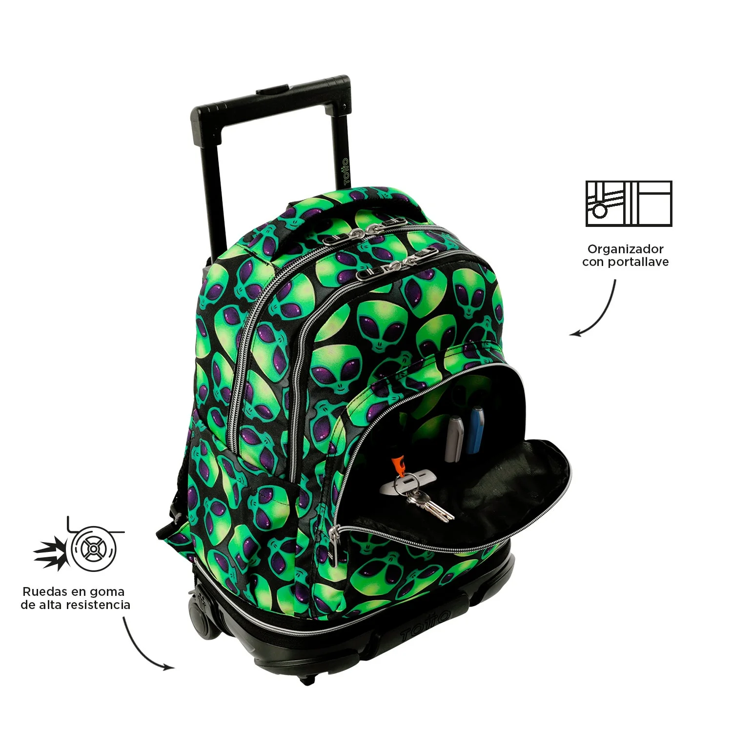 Pack escolar Ali - Mochila con ruedas desmontable + Estuche 3 compartimentos - Image 7