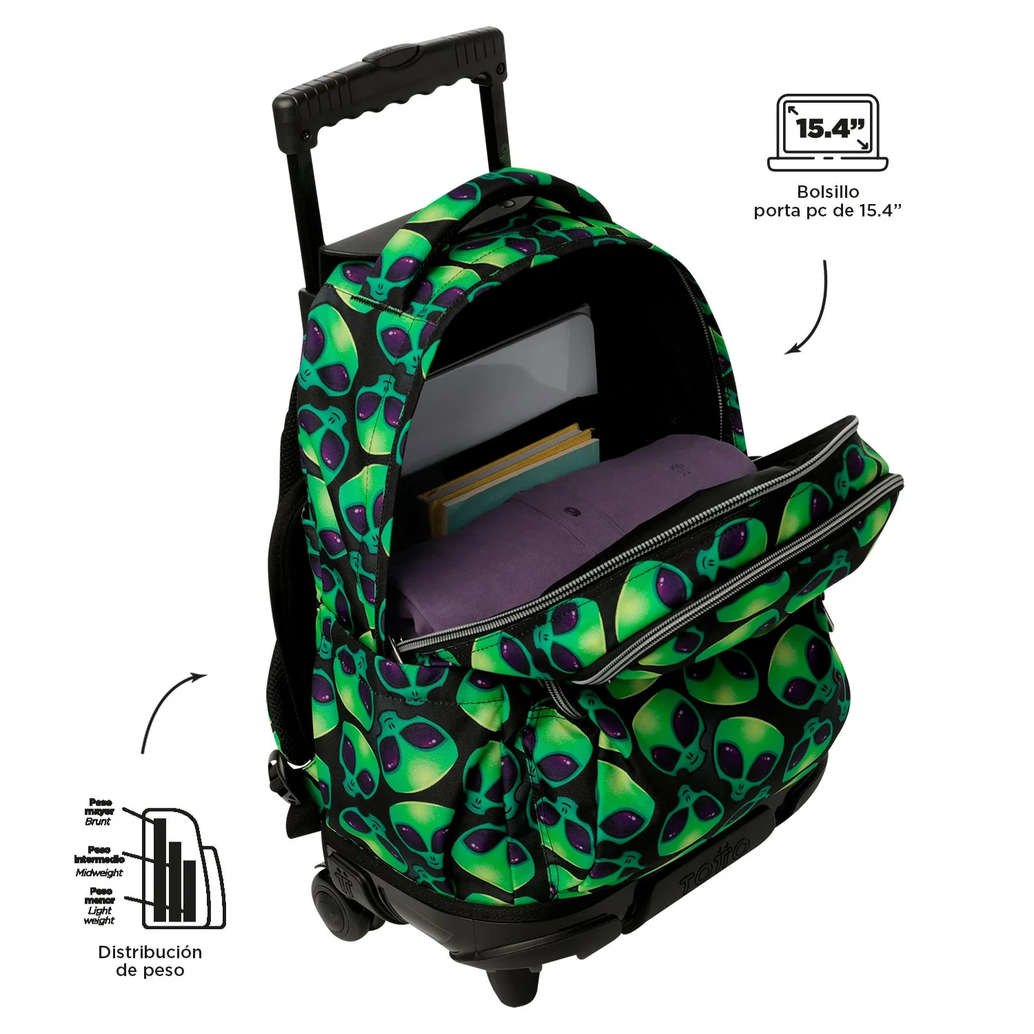 Pack escolar Ali - Mochila con ruedas + Estuche 3 compartimentos - Image 7