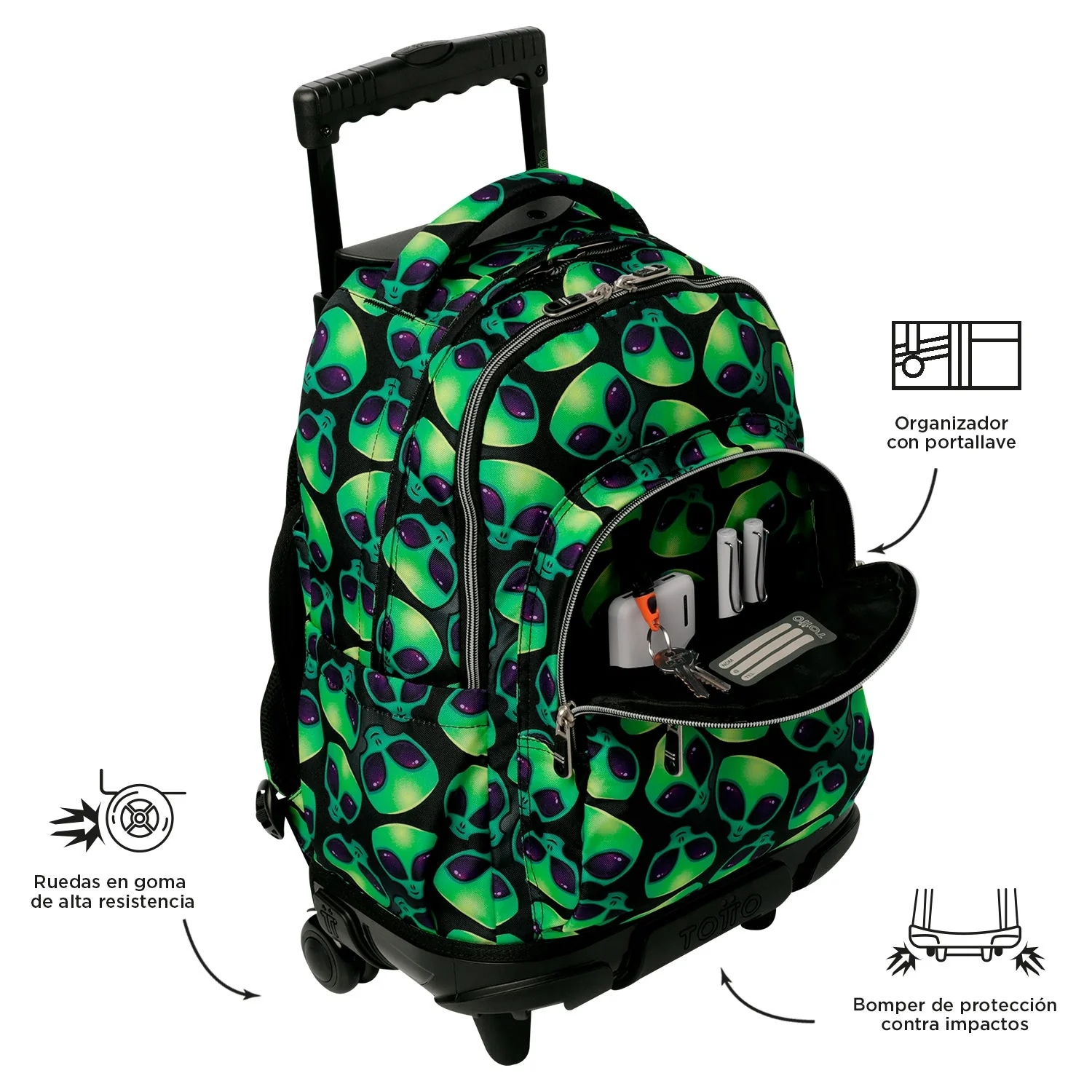 Pack escolar Ali - Mochila con ruedas + Estuche 3 compartimentos - Image 8
