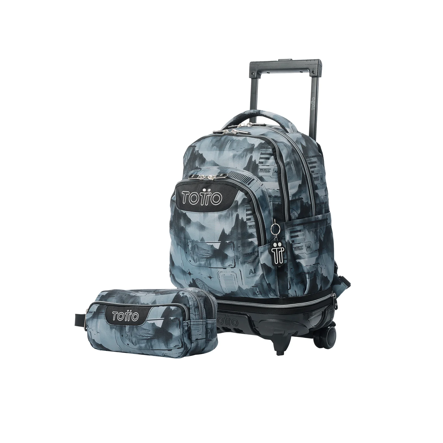 Pack escolar Digital Hill - Mochila con ruedas desmontable + Estuche 3 compartimentos
