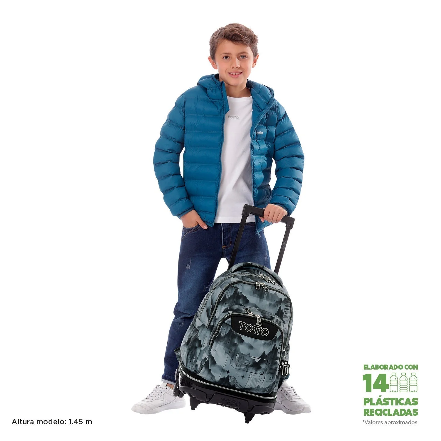 Pack escolar Digital Hill - Mochila con ruedas desmontable + Estuche 3 compartimentos - Image 3