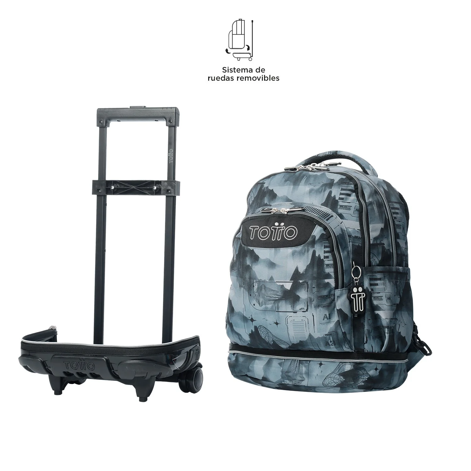 Pack escolar Digital Hill - Mochila con ruedas desmontable + Estuche 3 compartimentos - Image 6