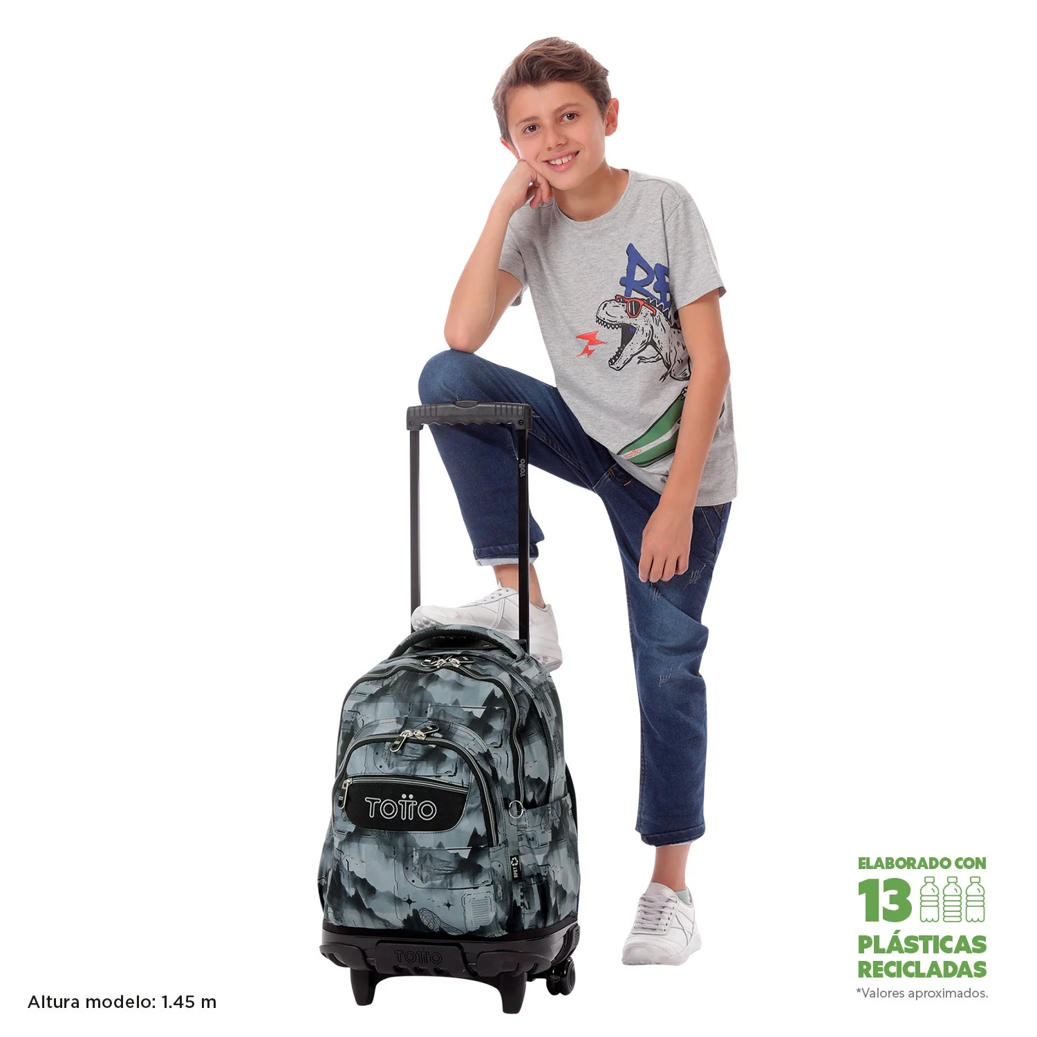 Pack escolar Digital Hill - Mochila con ruedas + Estuche 3 compartimentos - Image 3