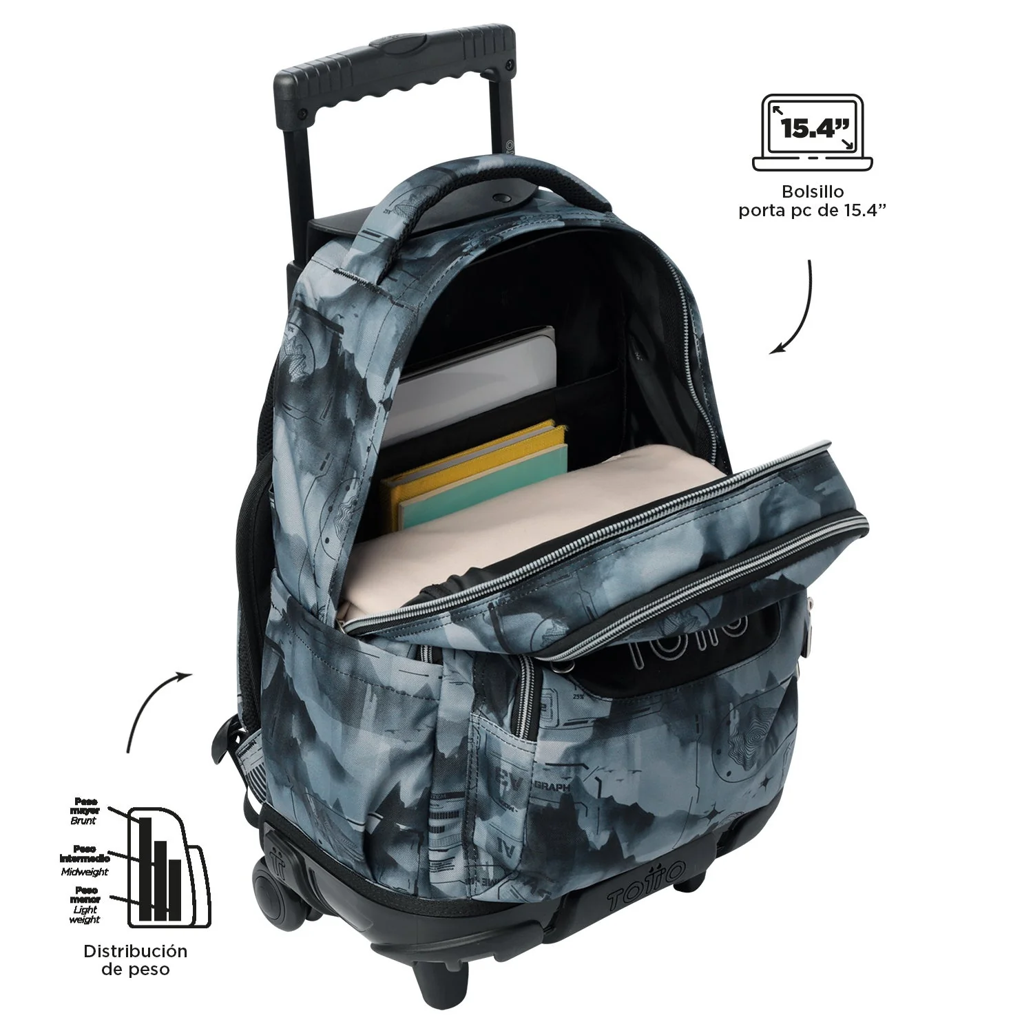 Pack escolar Digital Hill - Mochila con ruedas + Estuche 3 compartimentos - Image 7