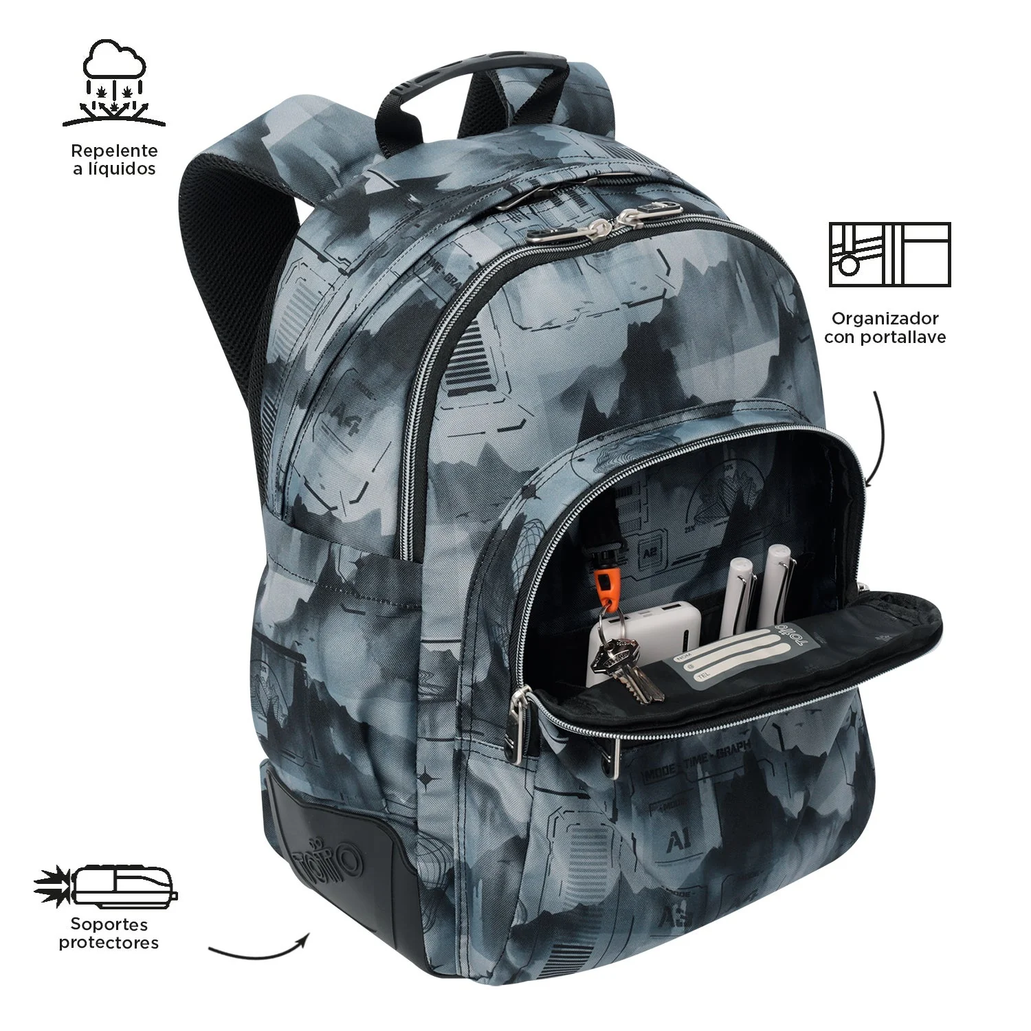 Pack escolar Digital Hill - Mochila + Estuche 3 compartimentos - Image 6