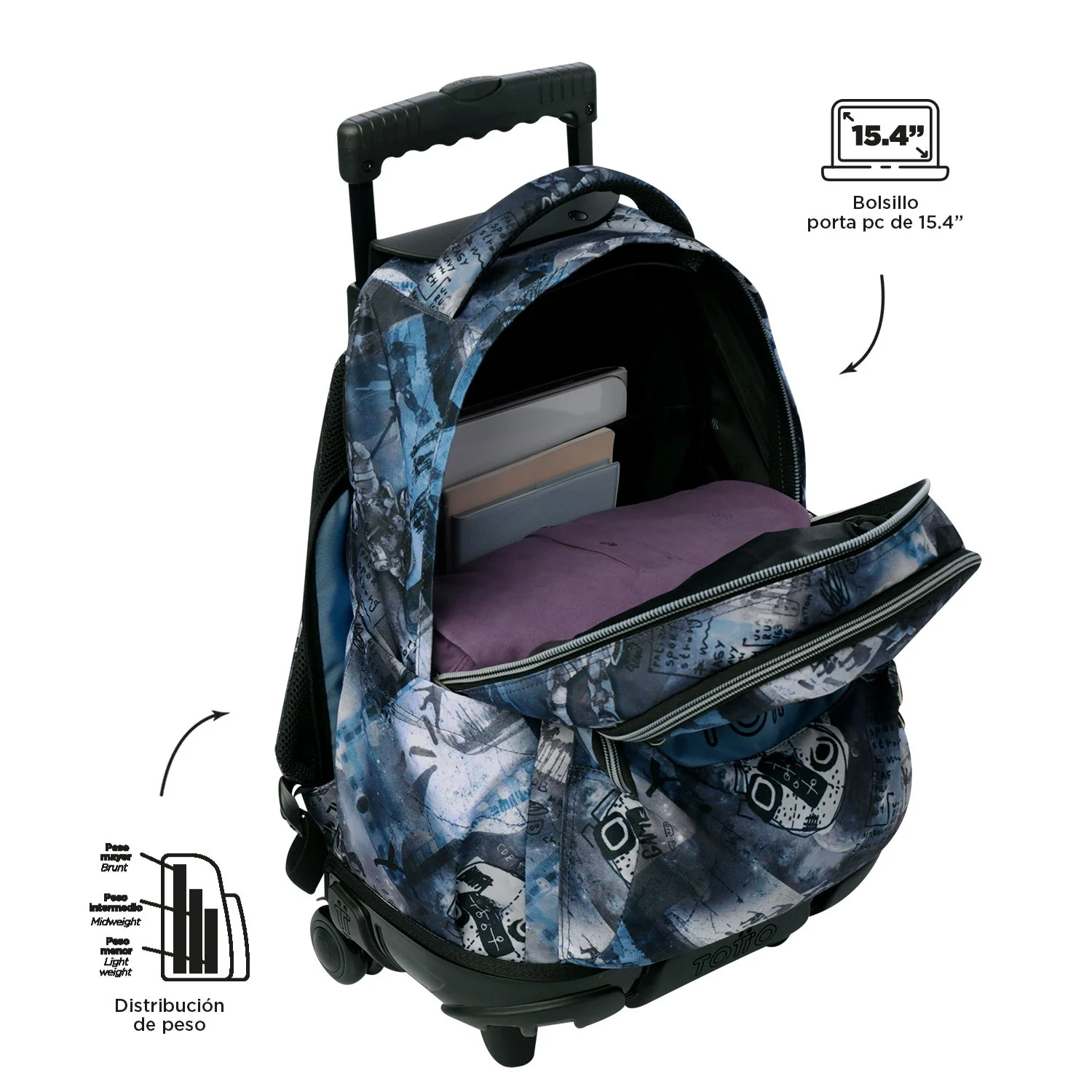 Pack escolar Film - Mochila con ruedas + Estuche 3 compartimentos - Image 5