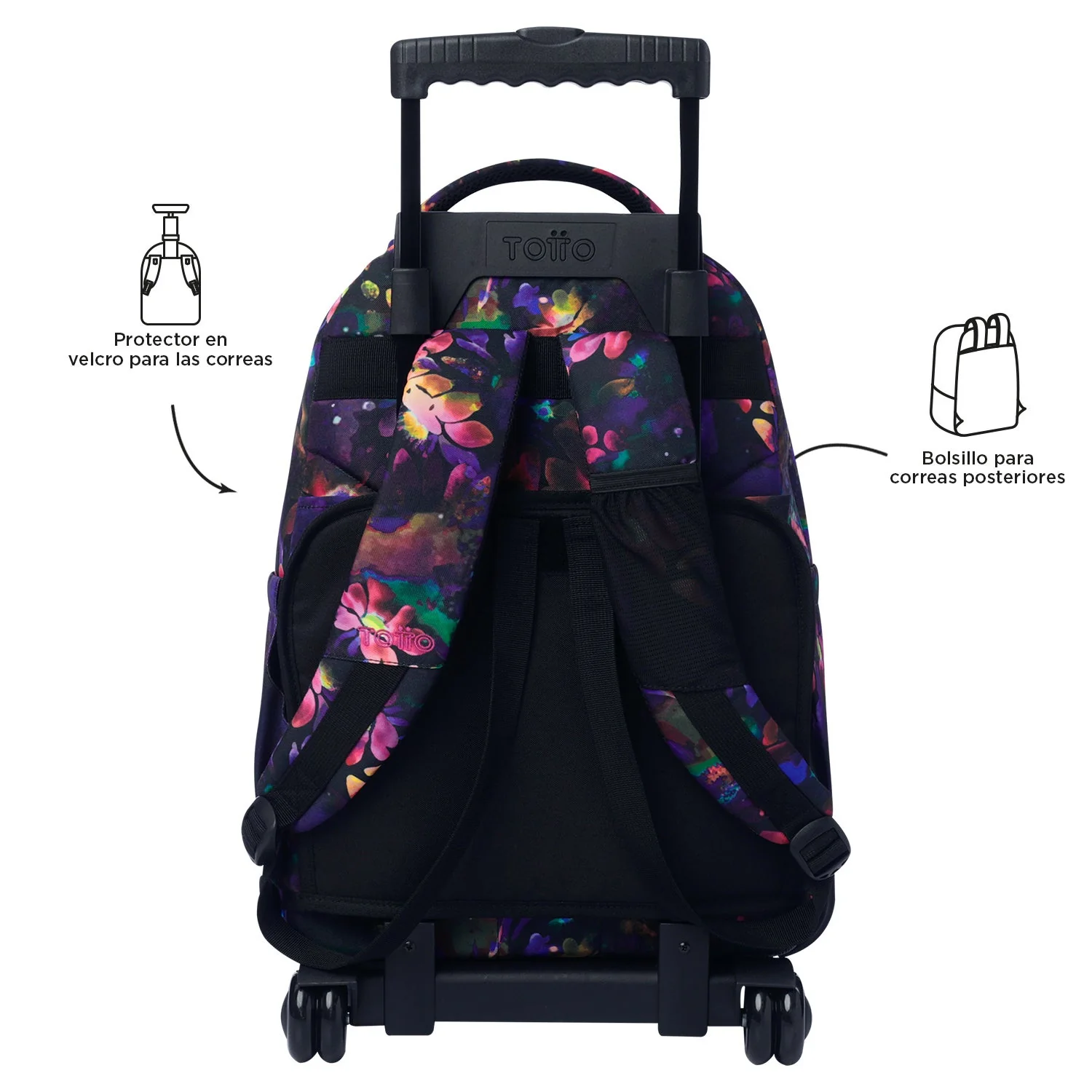 Pack escolar Flower Galaxy - Mochila con ruedas + Estuche 3 compartimentos - Image 6