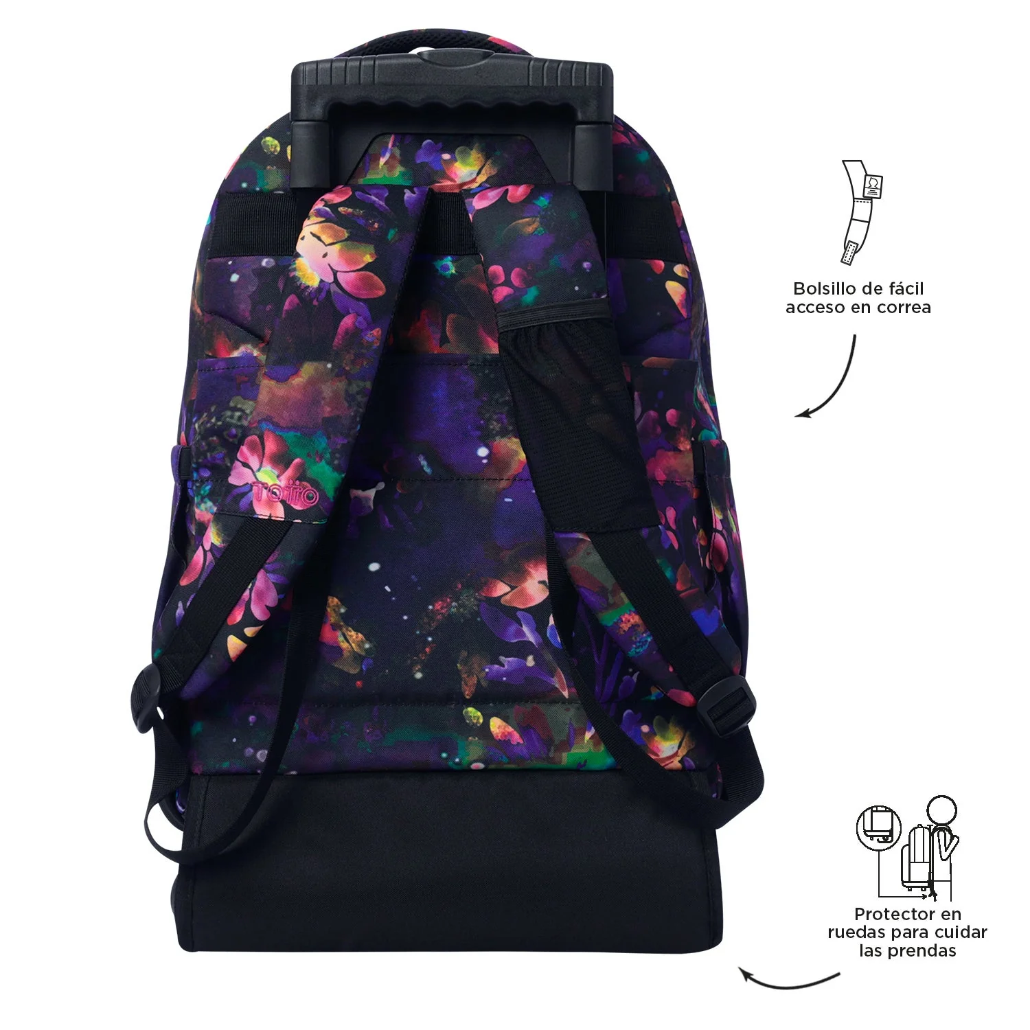 Pack escolar Flower Galaxy - Mochila con ruedas + Estuche 3 compartimentos - Image 7