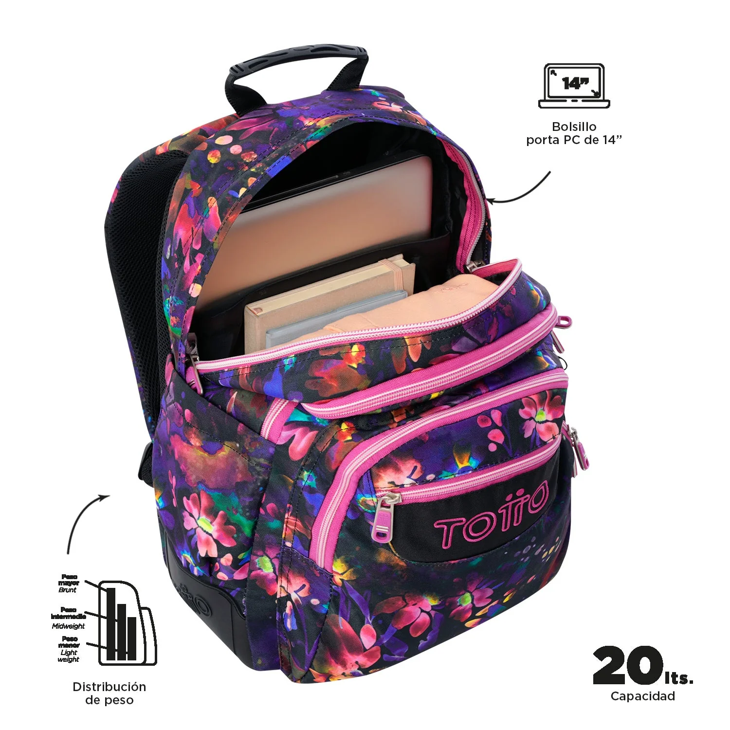Pack escolar Flower Galaxy - Mochila + Estuche 3 compartimentos - Image 5