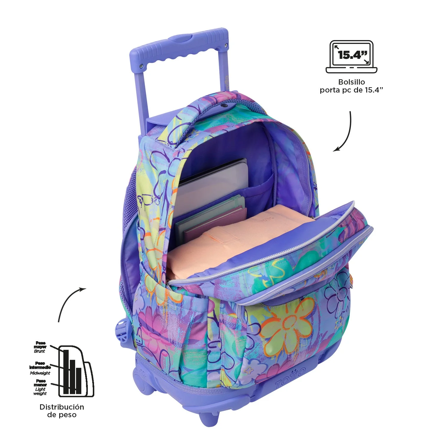 Pack escolar Grafily - Mochila con ruedas + Estuche 3 compartimentos - Image 7