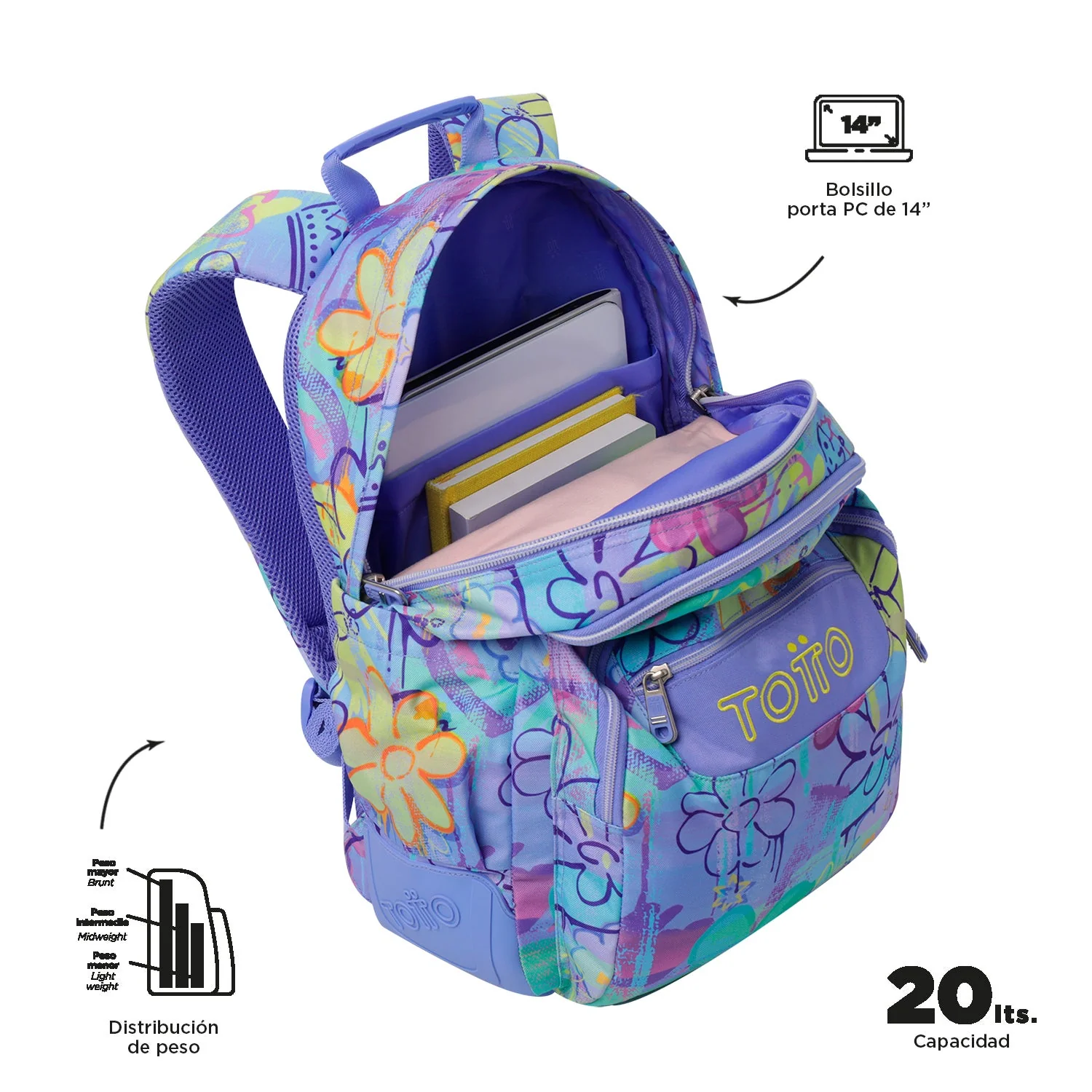 Pack escolar Grafily - Mochila + Estuche 3 compartimentos - Image 5