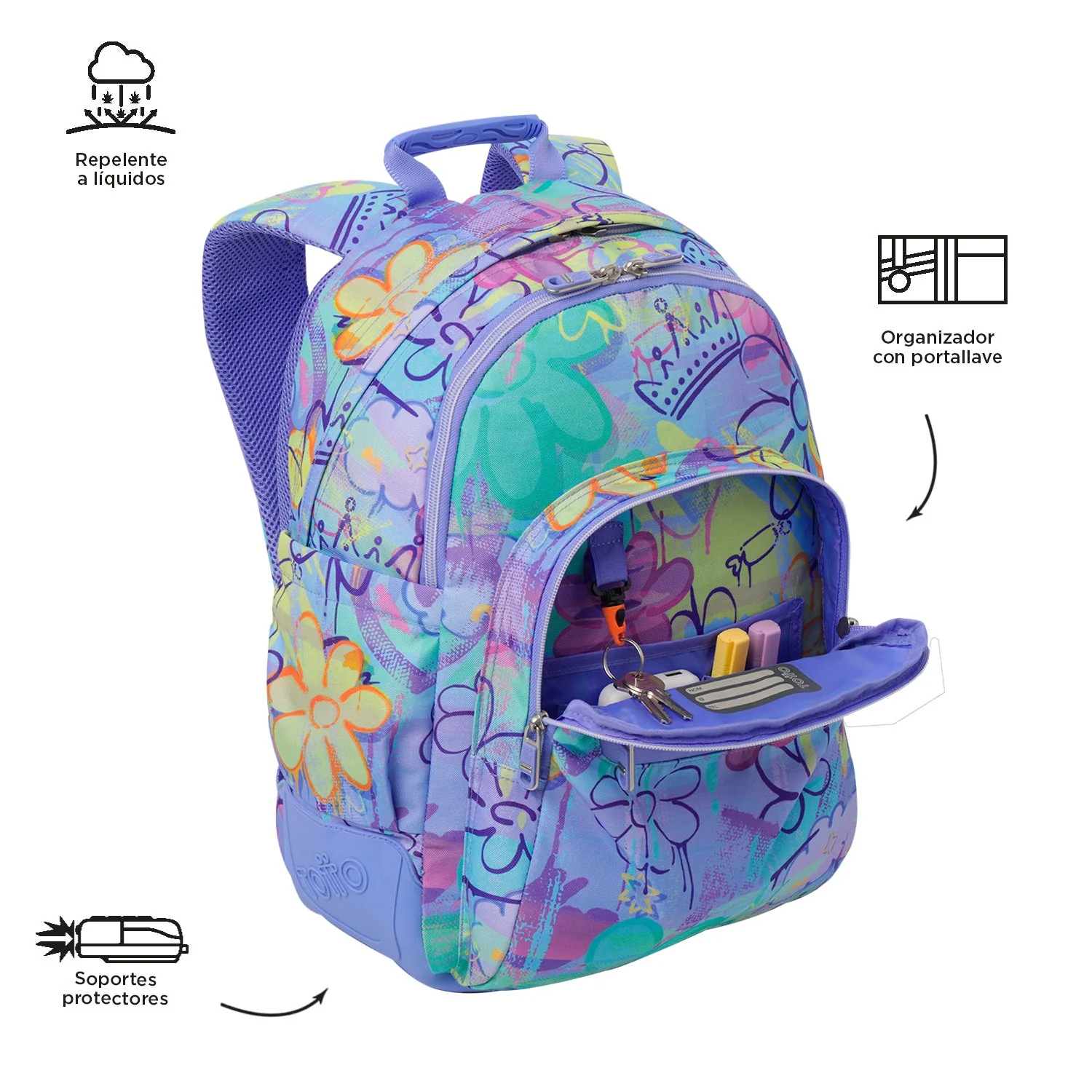 Pack escolar Grafily - Mochila + Estuche 3 compartimentos - Image 6