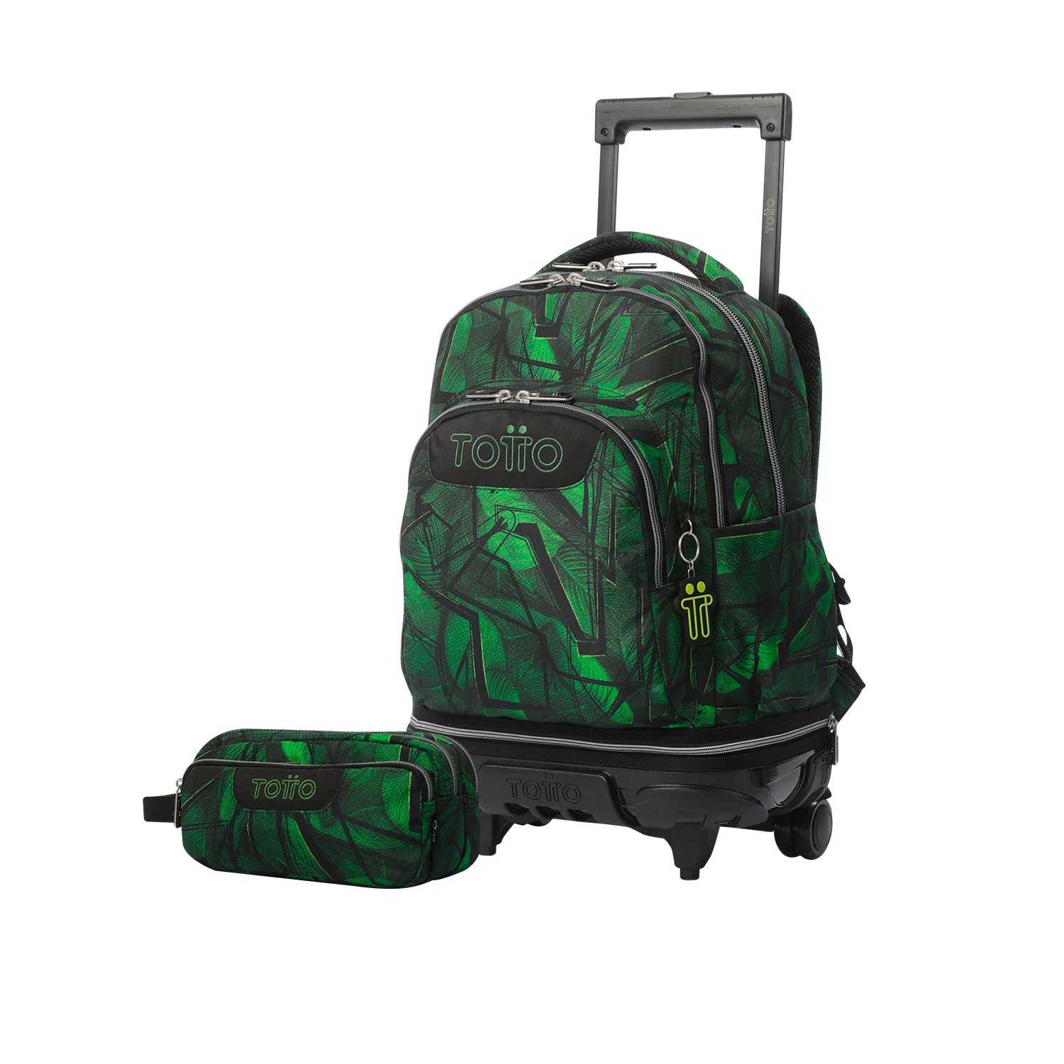 Pack escolar Jhony Jungle - Mochila con ruedas desmontable + Estuche 3 compartimentos