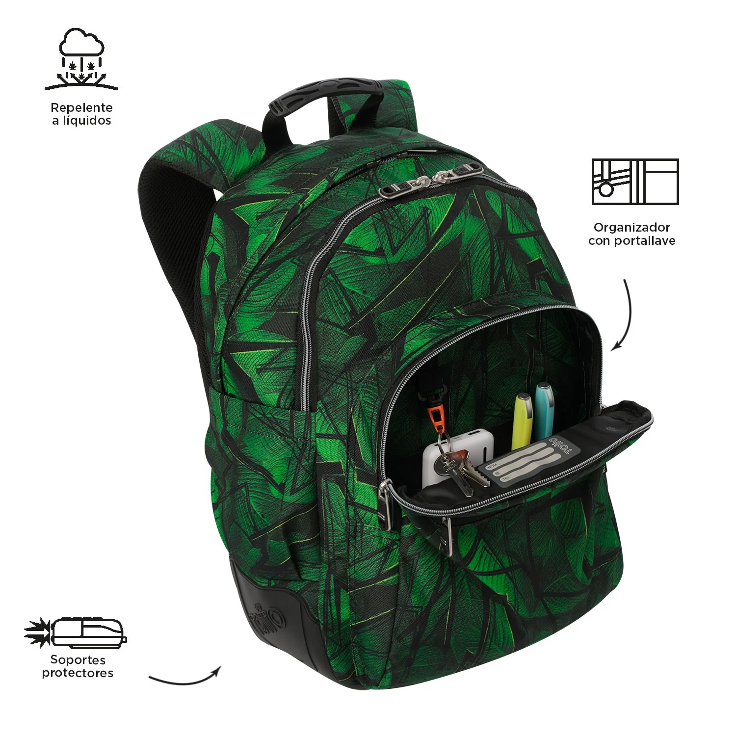 Pack escolar Jhony Jungle - Mochila + Estuche 3 compartimentos - Image 6