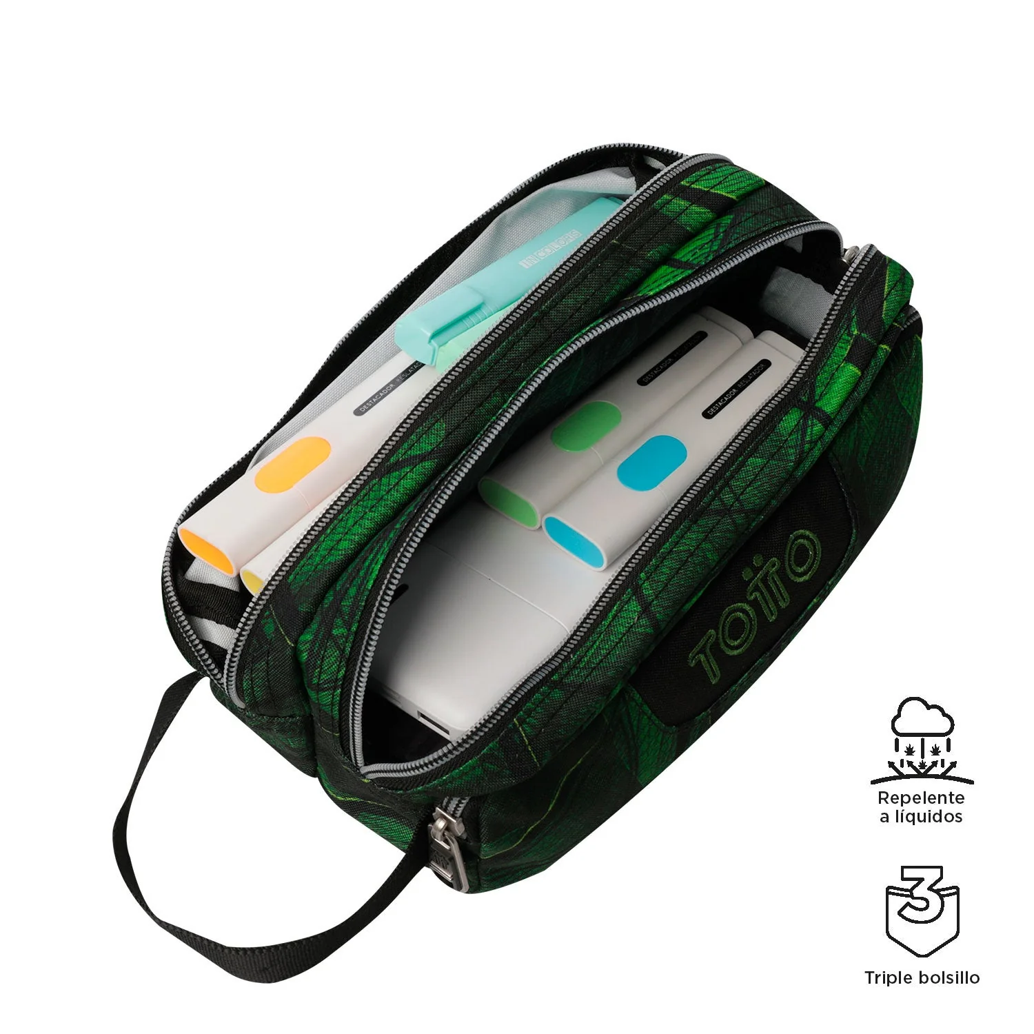Pack escolar Jhony Jungle - Mochila con ruedas + Estuche 3 compartimentos - Image 10