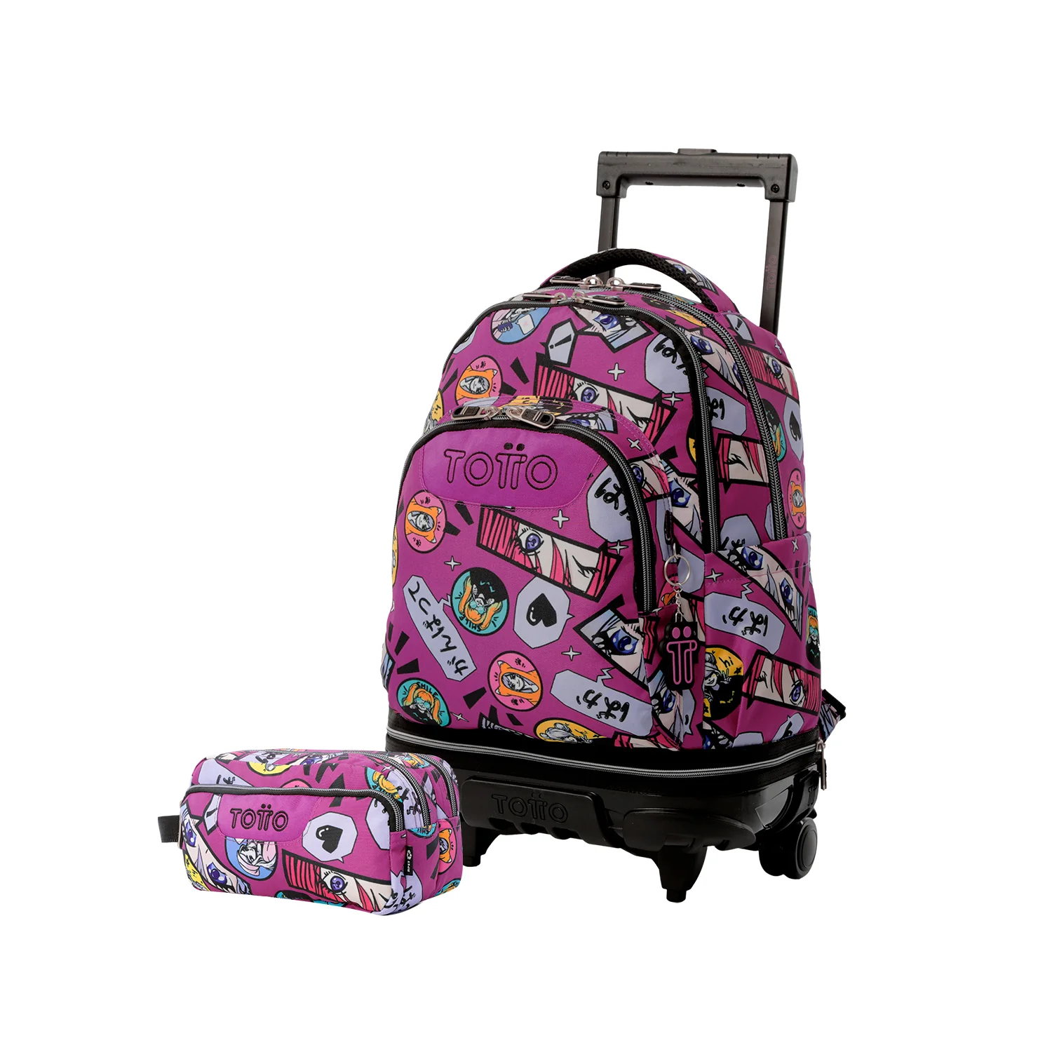 Pack escolar Kitsune - Mochila con ruedas desmontable + Estuche 3 compartimentos