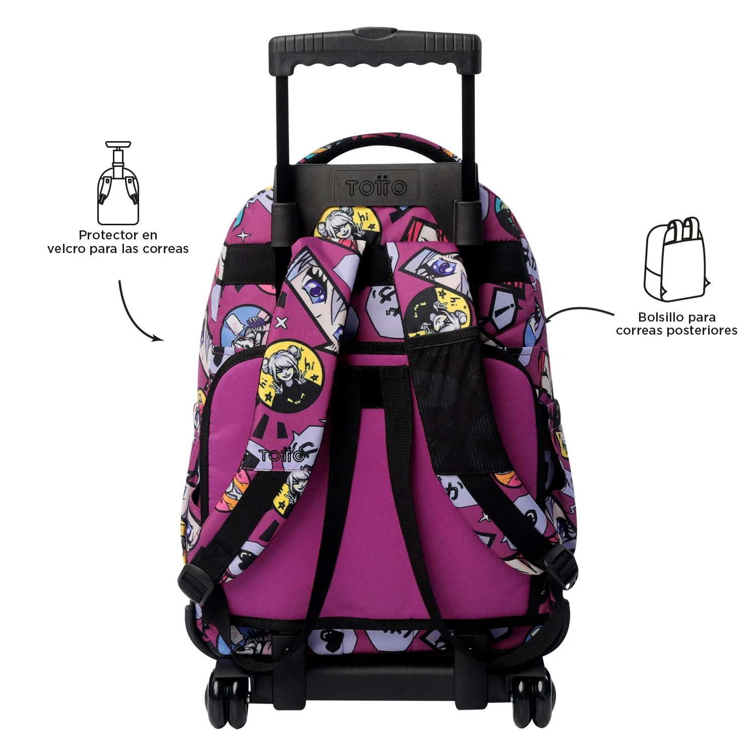 Pack escolar Kitsune - Mochila con ruedas + Estuche 3 compartimentos - Image 5