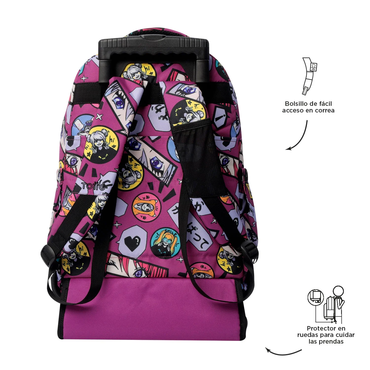 Pack escolar Kitsune - Mochila con ruedas + Estuche 3 compartimentos - Image 6