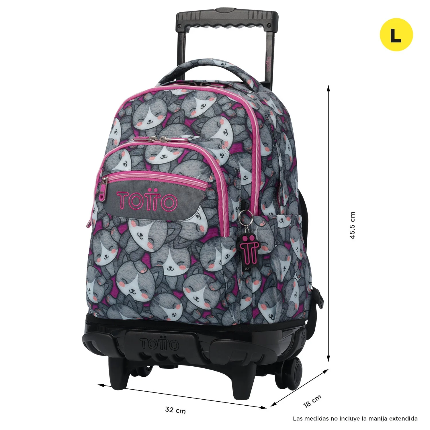 Pack escolar Kitten Rose - Mochila con ruedas + Estuche 3 compartimentos - Image 4