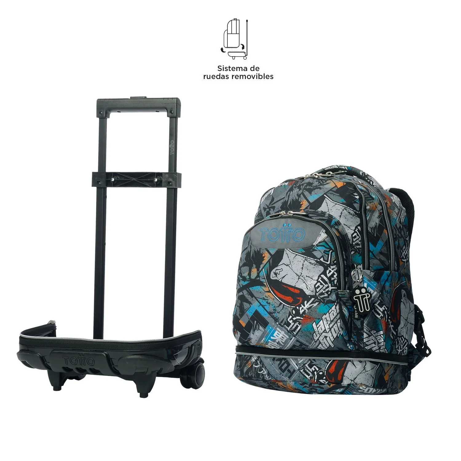 Pack escolar Okubo - Mochila con ruedas desmontable + Estuche 3 compartimentos - Image 6
