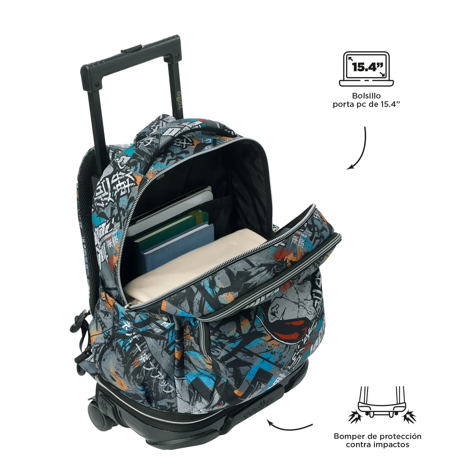 Pack escolar Okubo - Mochila con ruedas desmontable + Estuche 3 compartimentos - Image 8