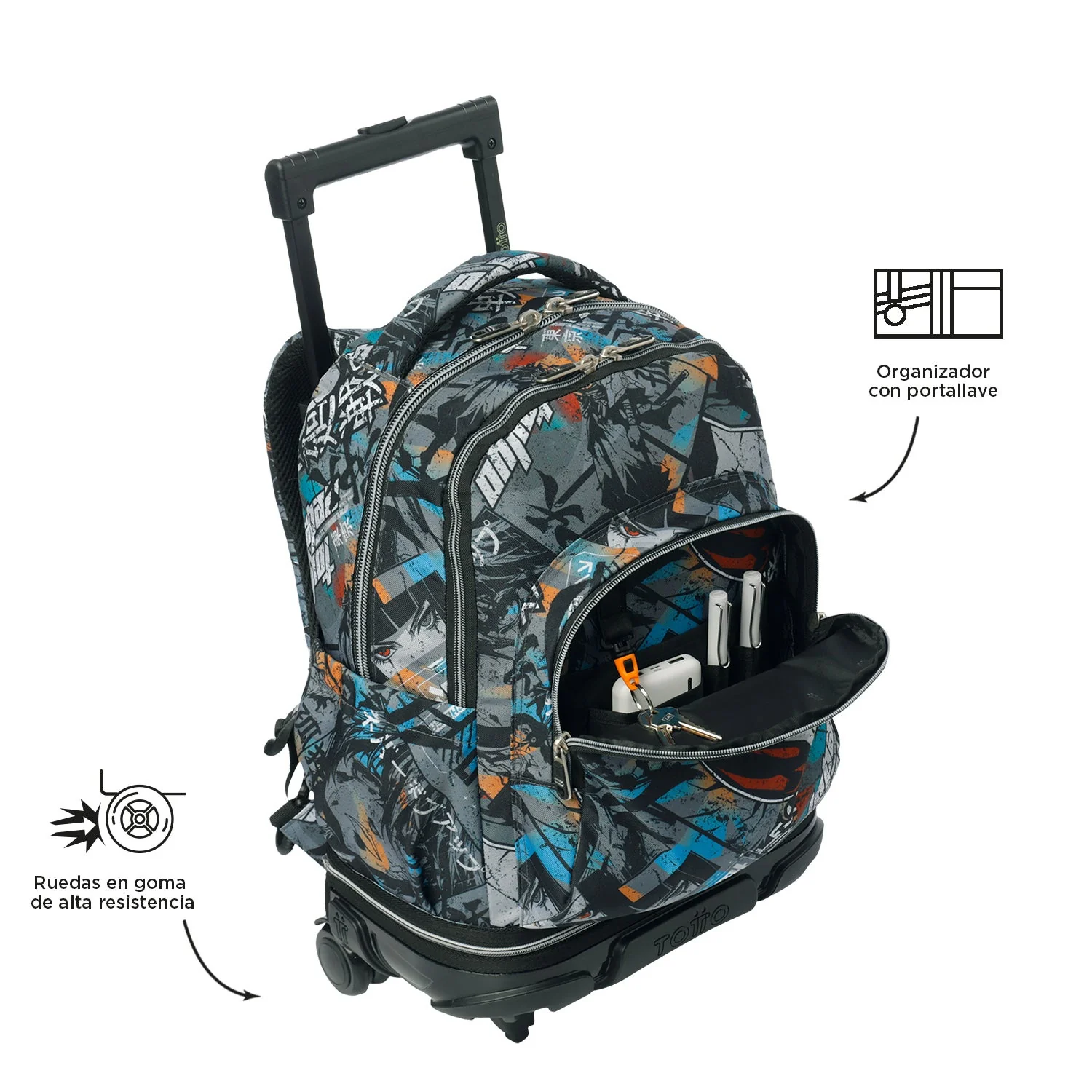 Pack escolar Okubo - Mochila con ruedas desmontable + Estuche 3 compartimentos - Image 9