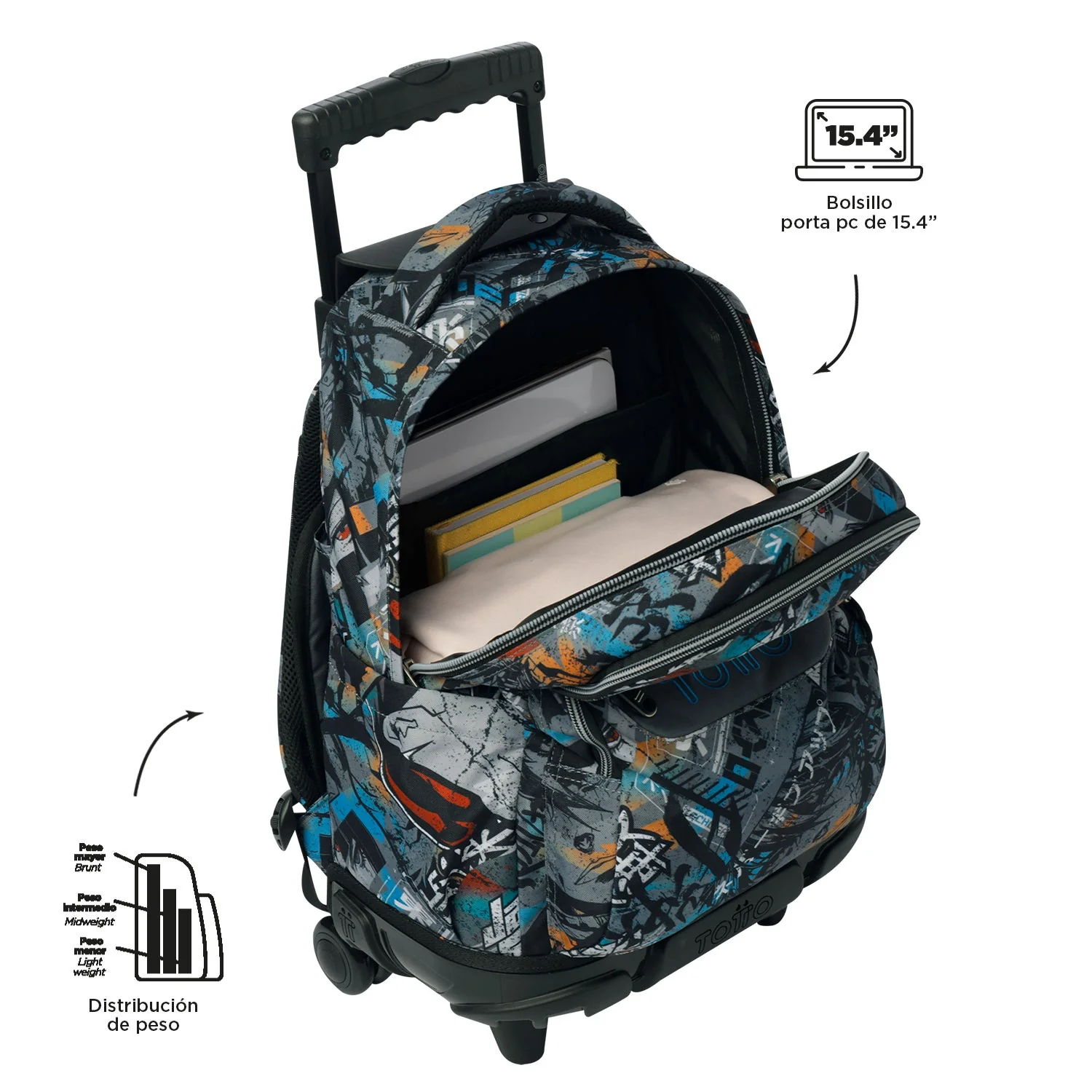 Pack escolar Okubo - Mochila con ruedas + Estuche 3 compartimentos - Image 7