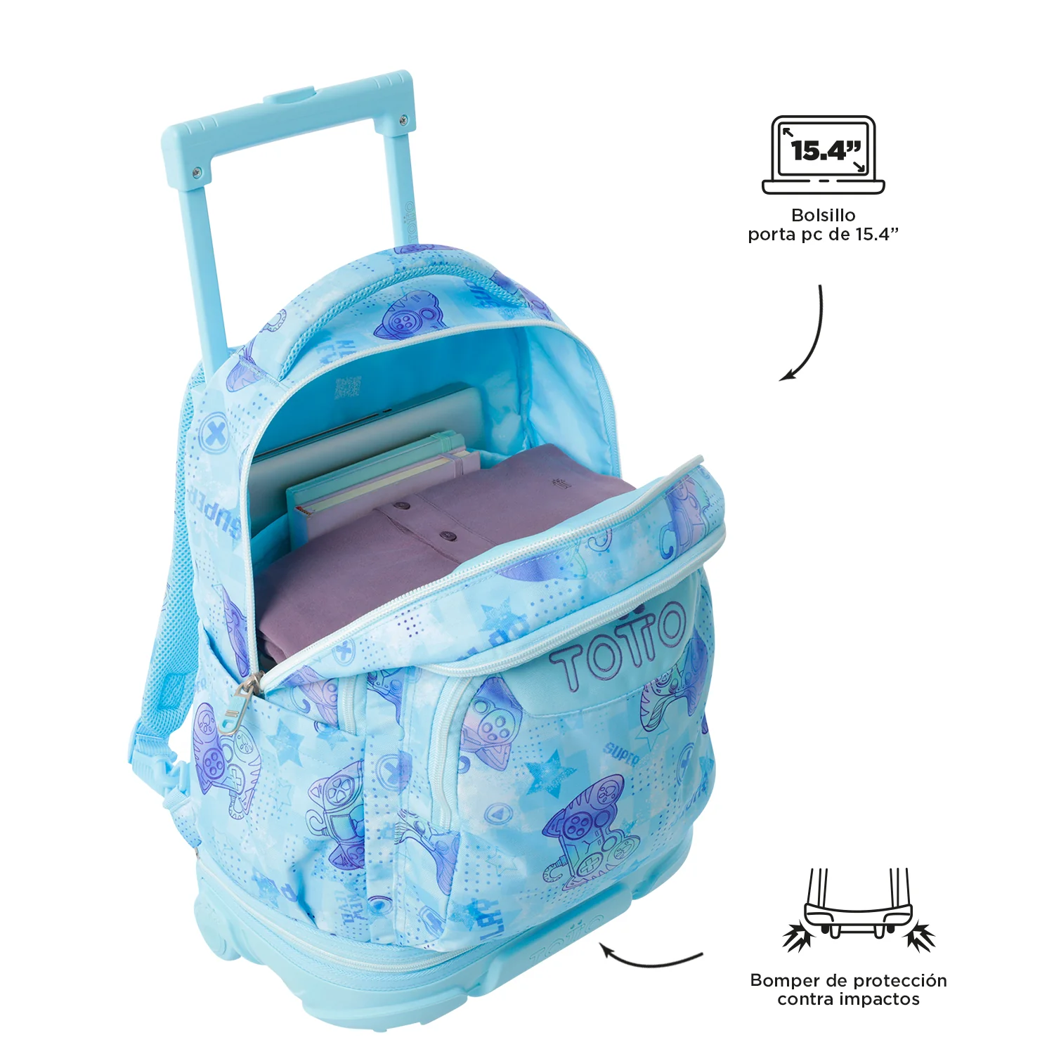 Pack escolar Polar - Mochila con ruedas desmontable + Estuche 3 compartimentos - Image 13