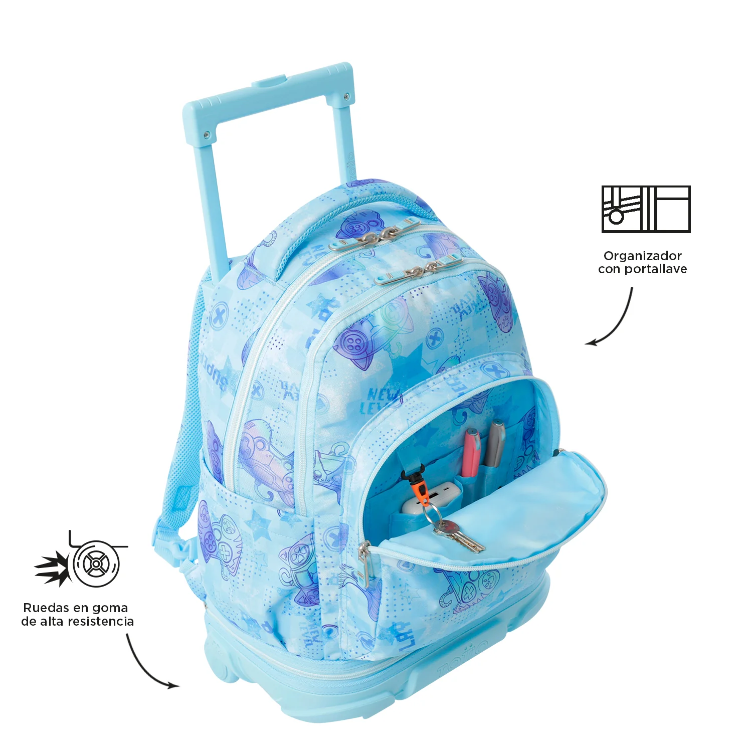 Pack escolar Polar - Mochila con ruedas desmontable + Estuche 3 compartimentos - Image 14