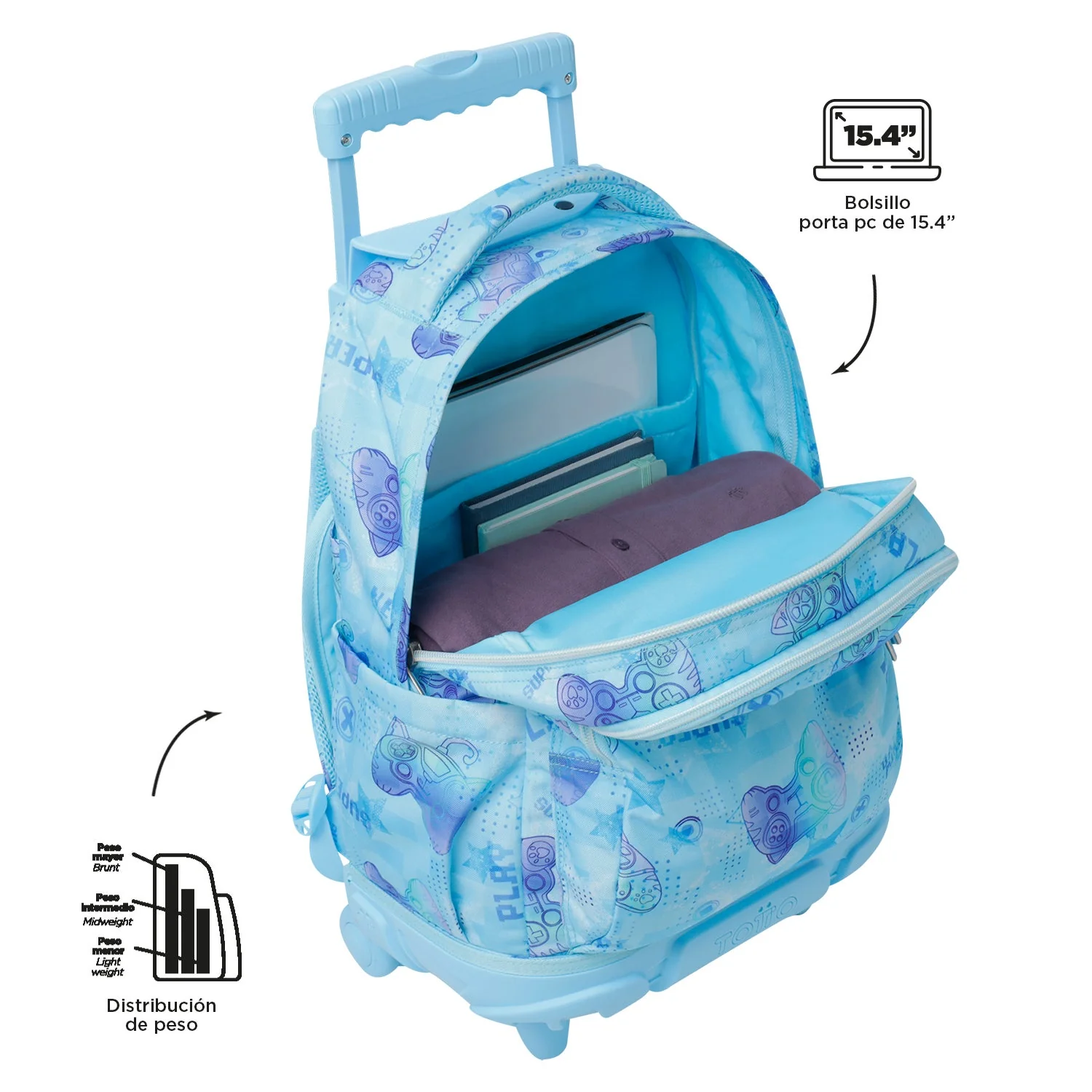 Pack escolar Polar - Mochila con ruedas + Estuche 3 compartimentos - Image 8