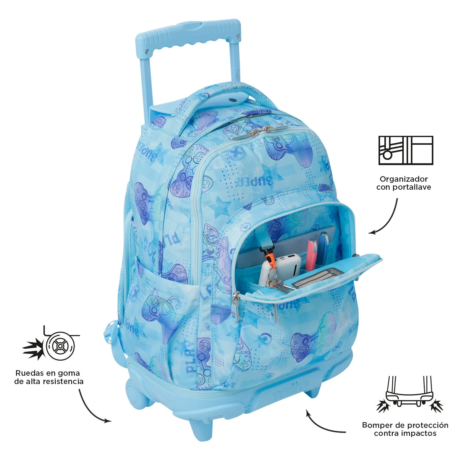 Pack escolar Polar - Mochila con ruedas + Estuche 3 compartimentos - Image 9