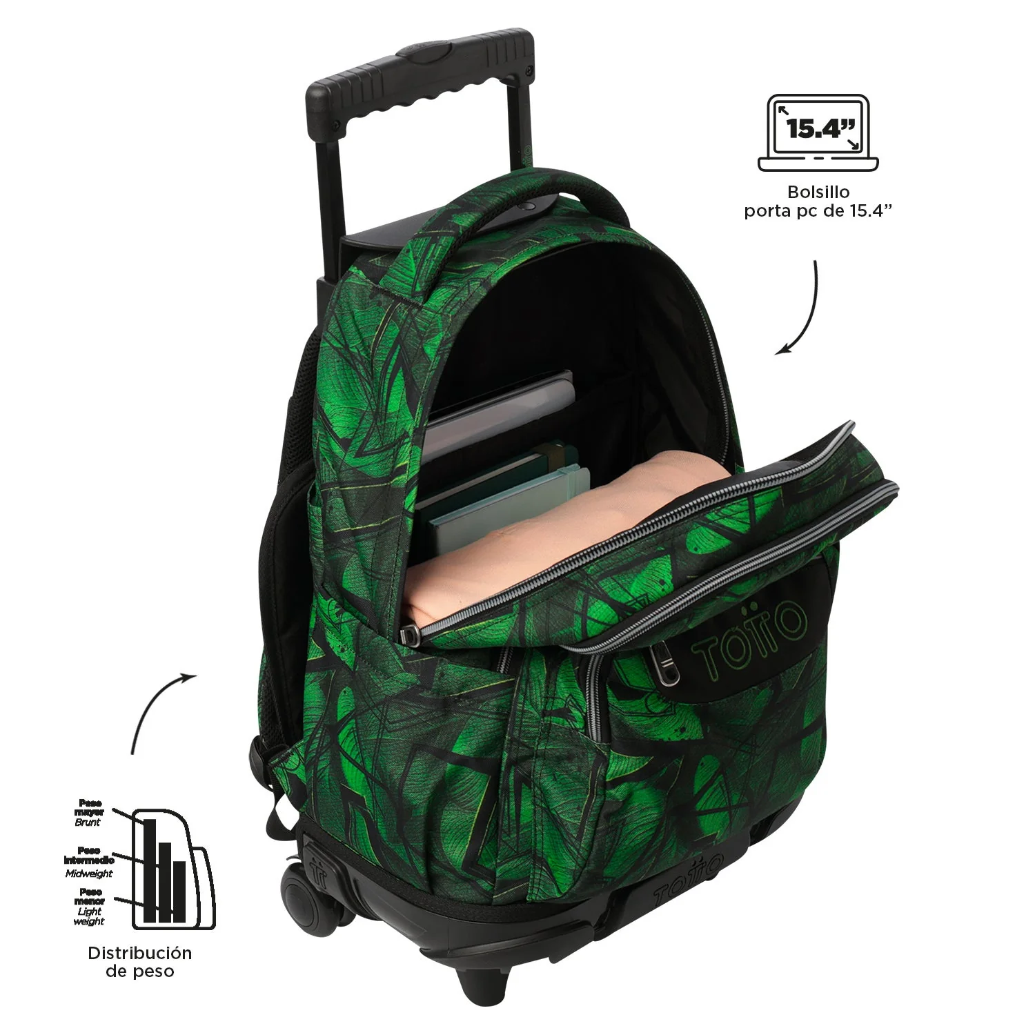 Pack escolar Jhony Jungle - Mochila con ruedas + Estuche 3 compartimentos - Image 7