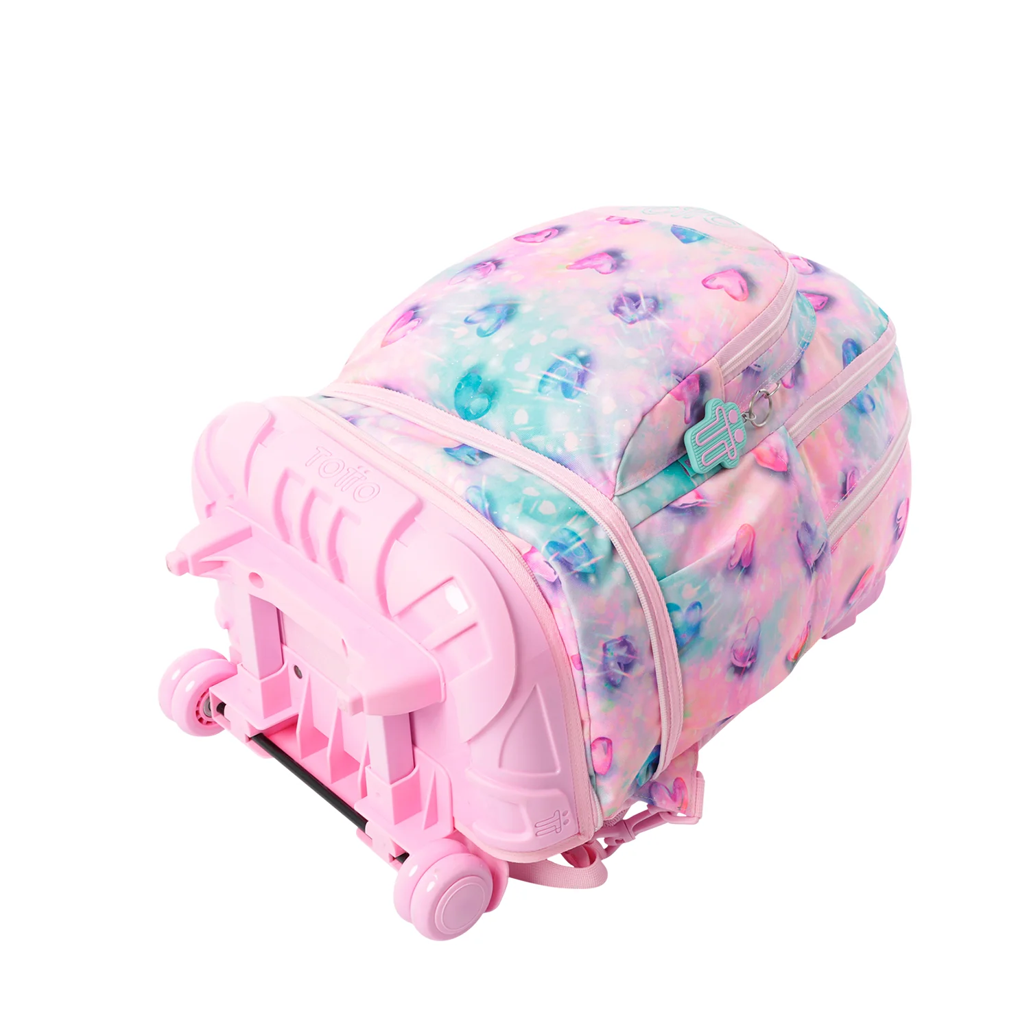 Pack escolar Shiny Heart - Mochila con ruedas desmontable + Estuche 3 compartimentos - Image 12