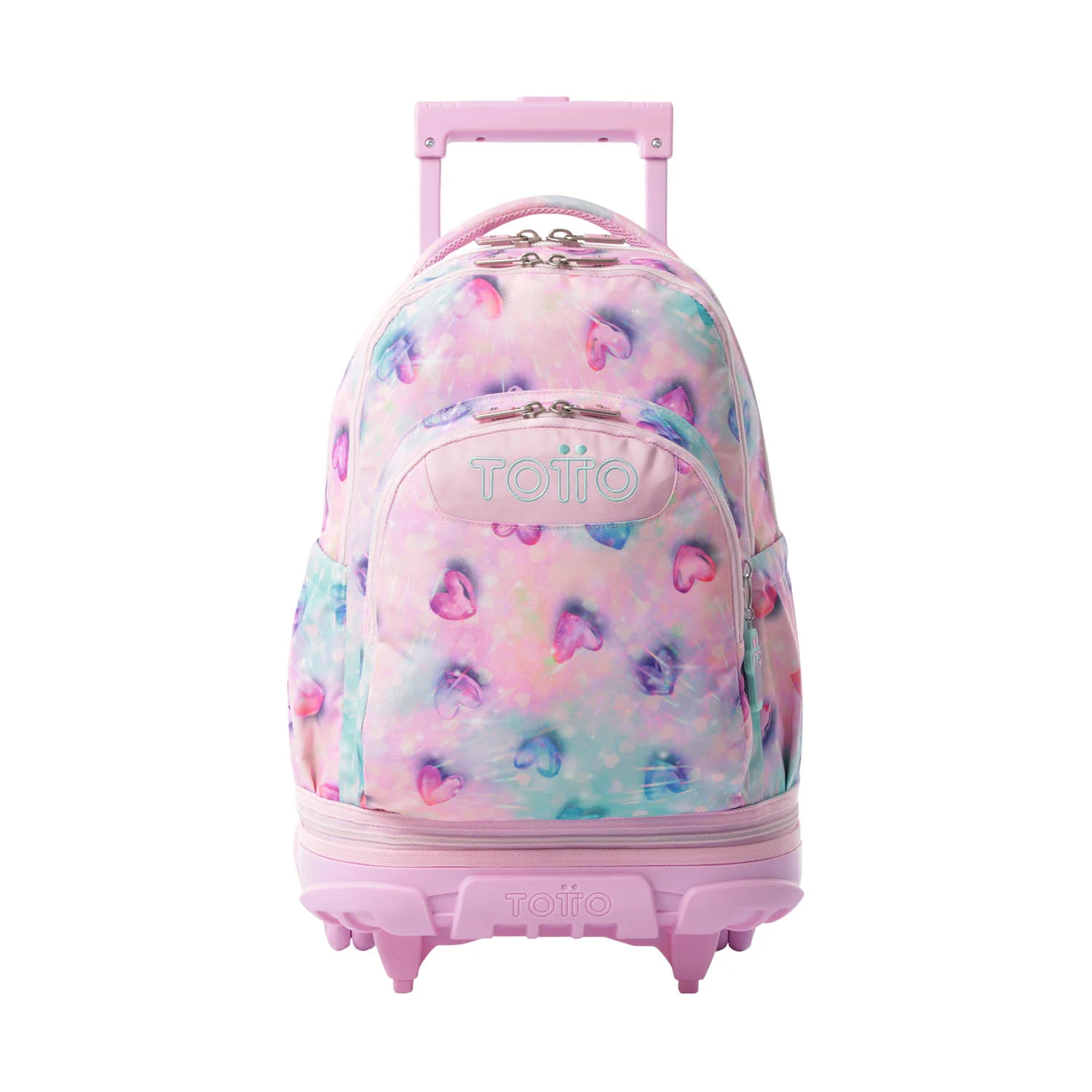 Pack escolar Shiny Heart - Mochila con ruedas desmontable + Estuche 3 compartimentos - Image 3