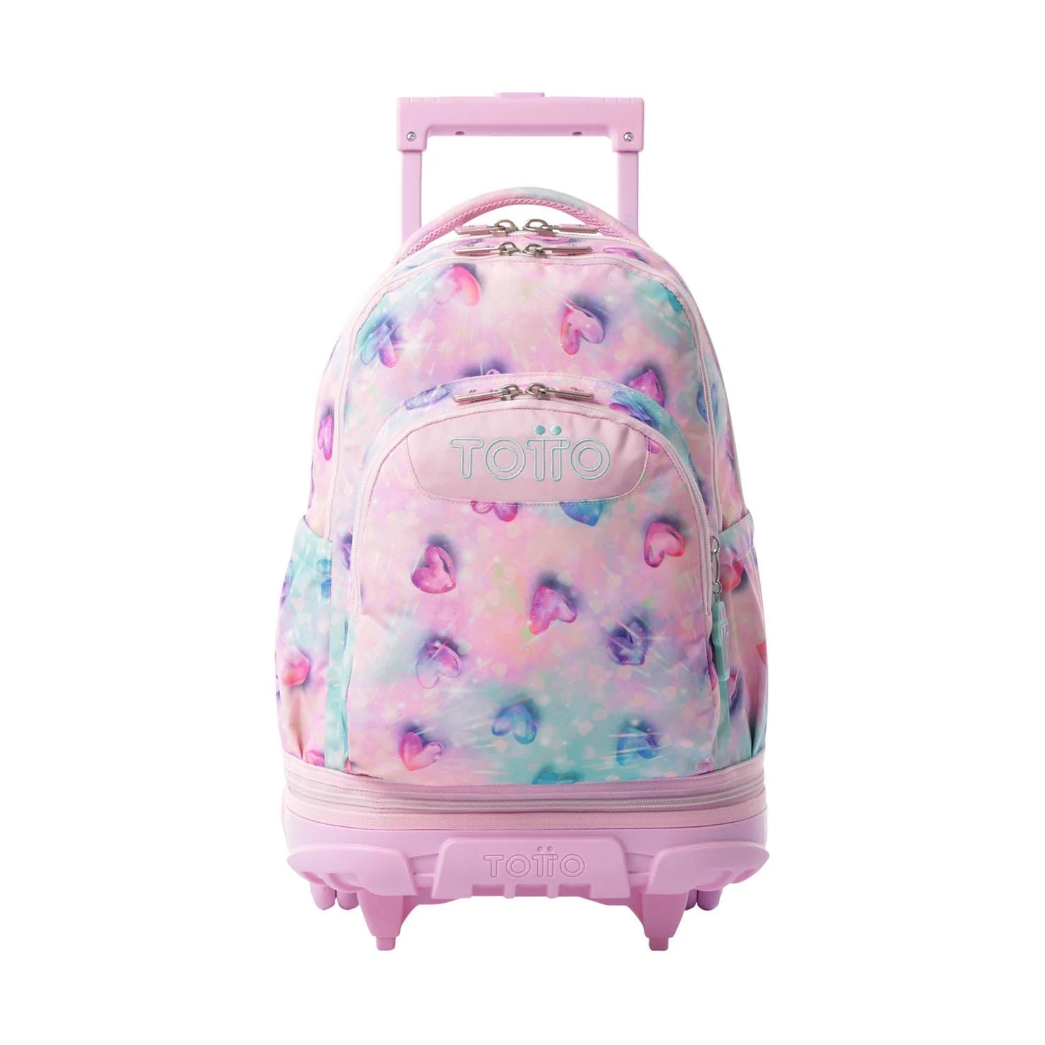 Pack escolar Shiny Heart - Mochila con ruedas desmontable + Estuche 3 compartimentos - Image 6