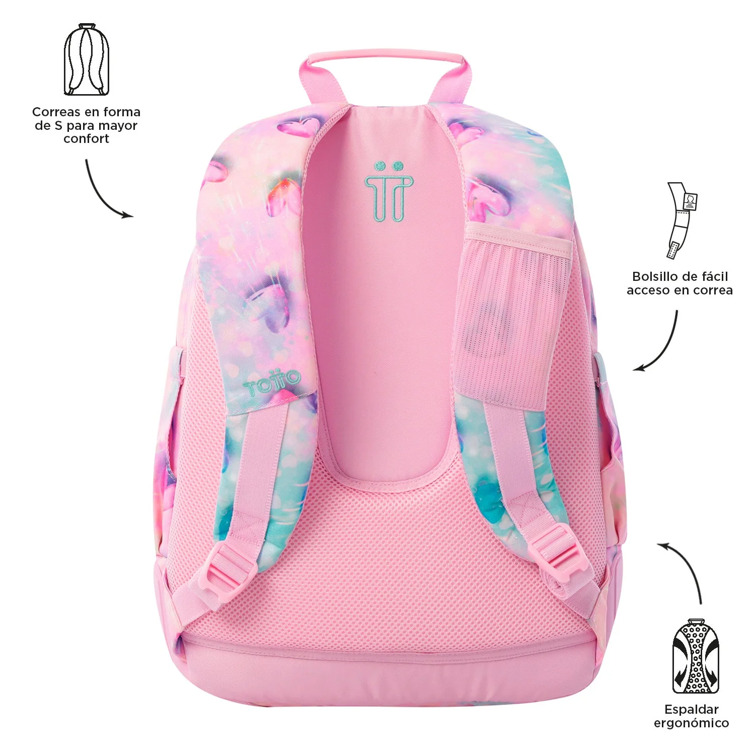 Pack escolar Shiny Heart - Mochila + Estuche 3 compartimentos - Image 4