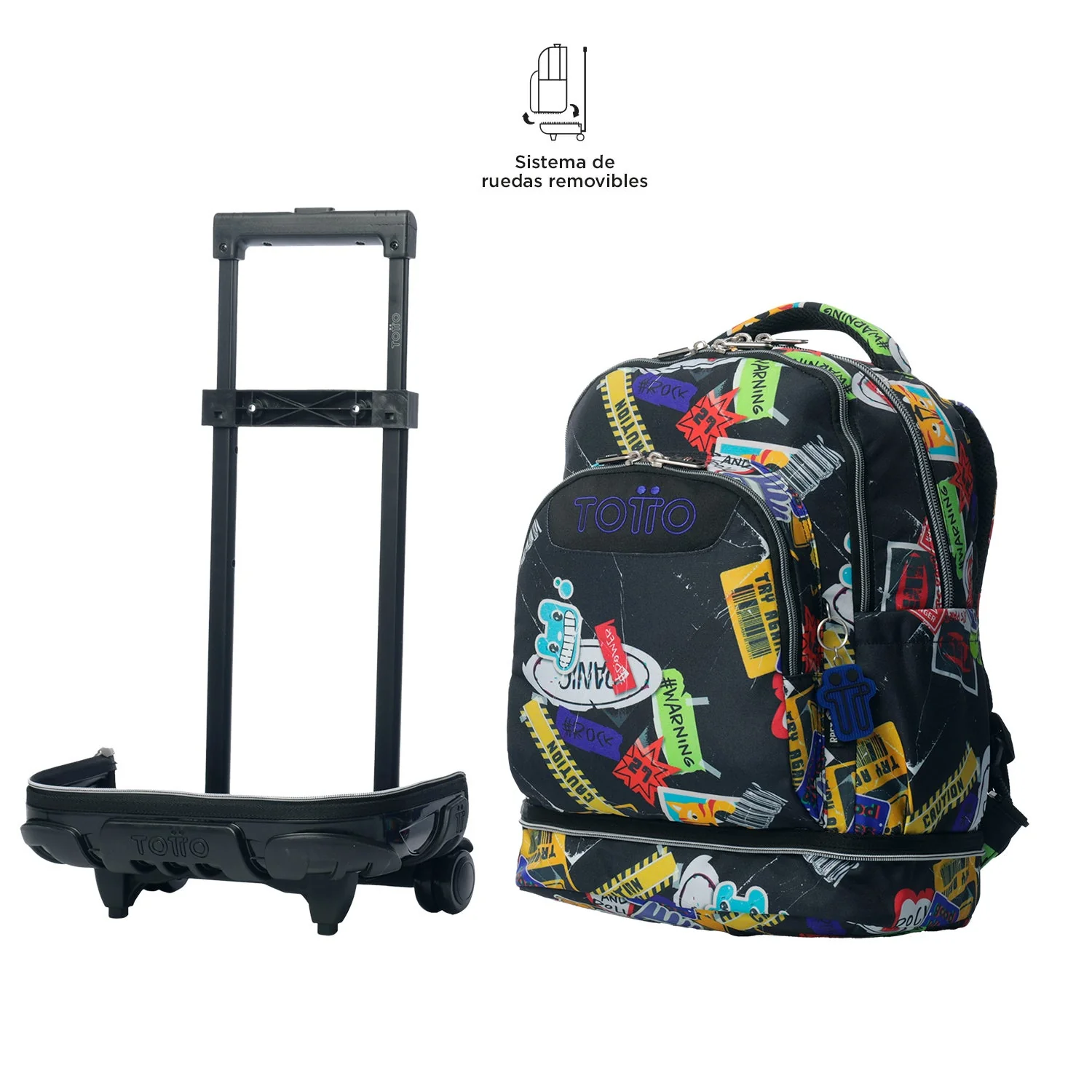 Pack escolar Sticky - Mochila con ruedas desmontable + Estuche 3 compartimentos - Image 7
