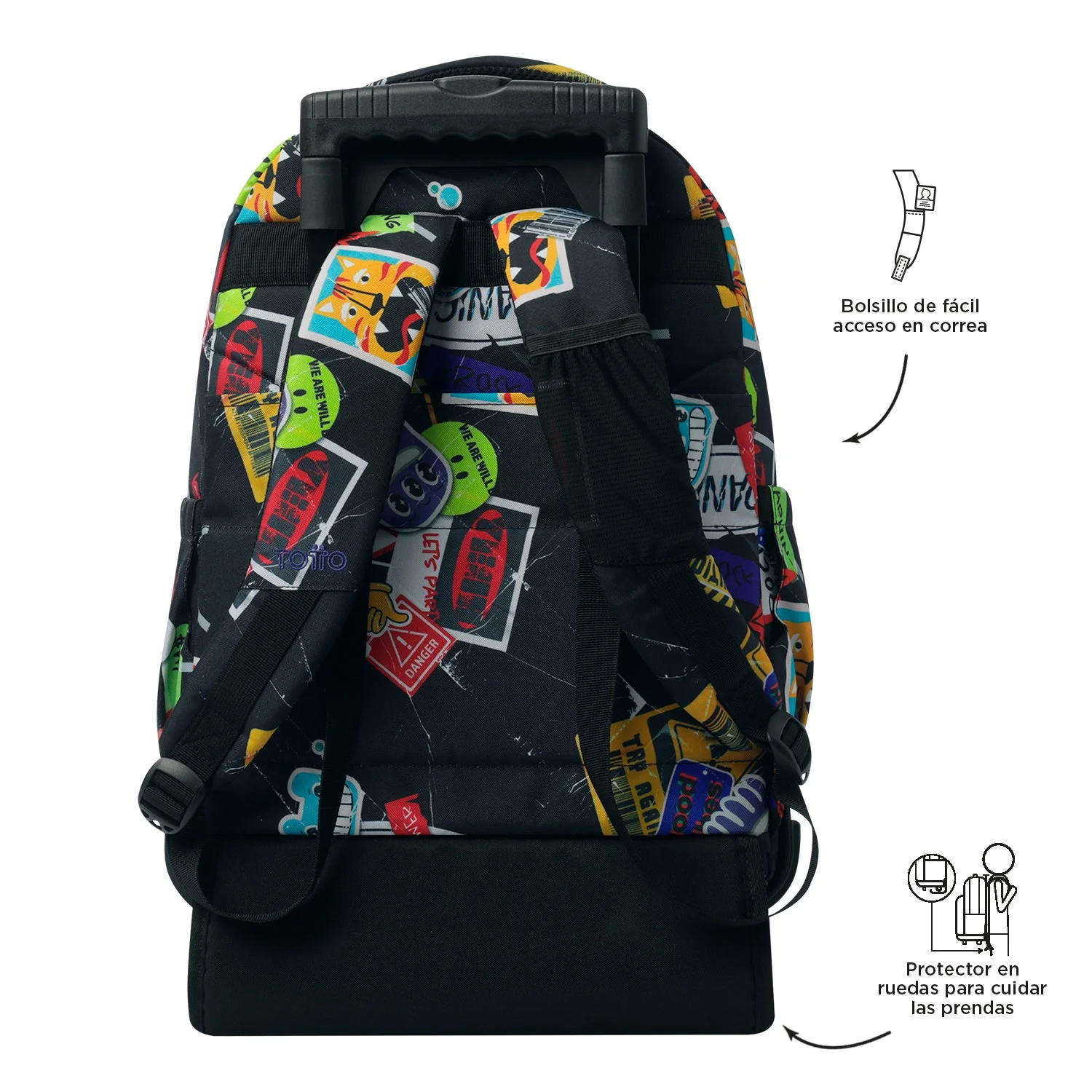 Pack escolar Sticky - Mochila con ruedas + Estuche 3 compartimentos - Image 6