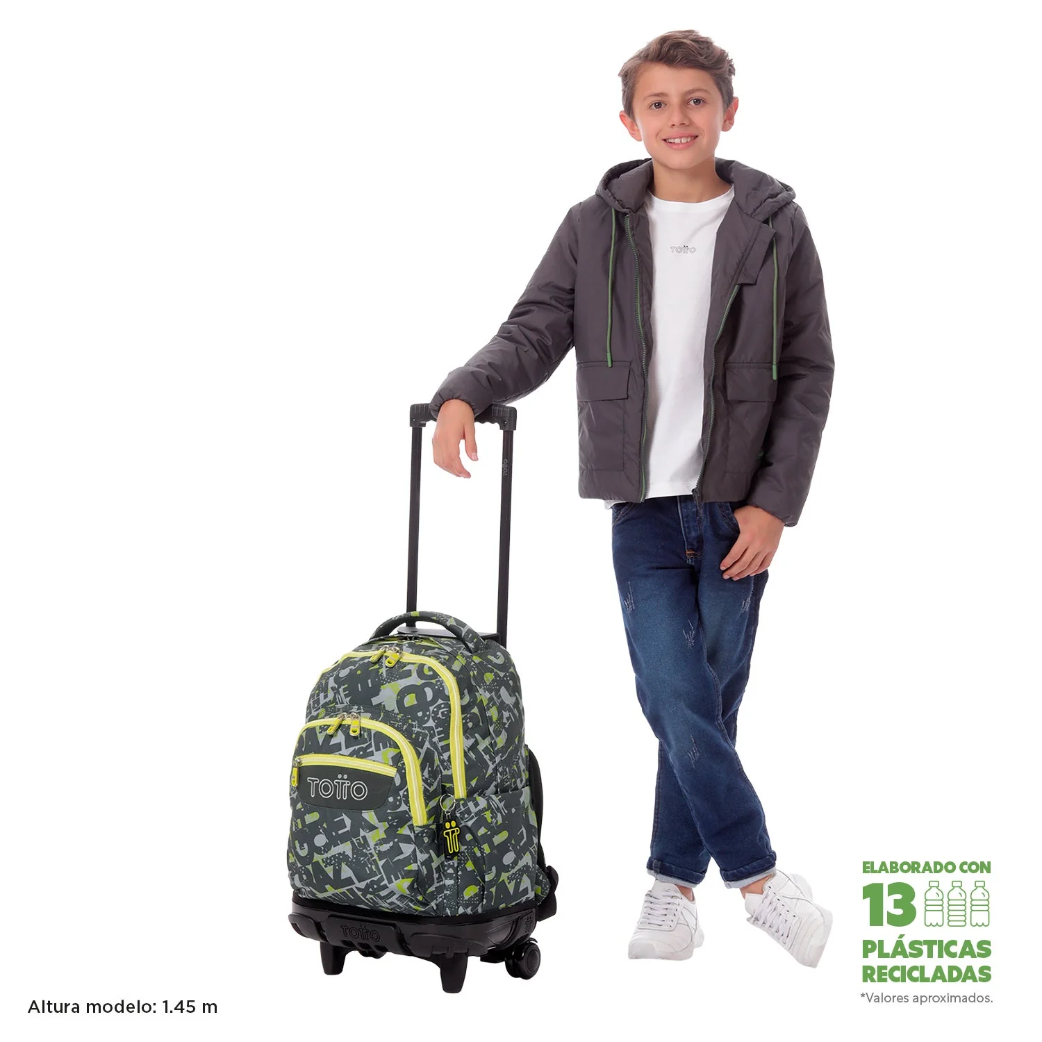 Pack escolar Texgrunge - Mochila con ruedas + Estuche 3 compartimentos - Image 3
