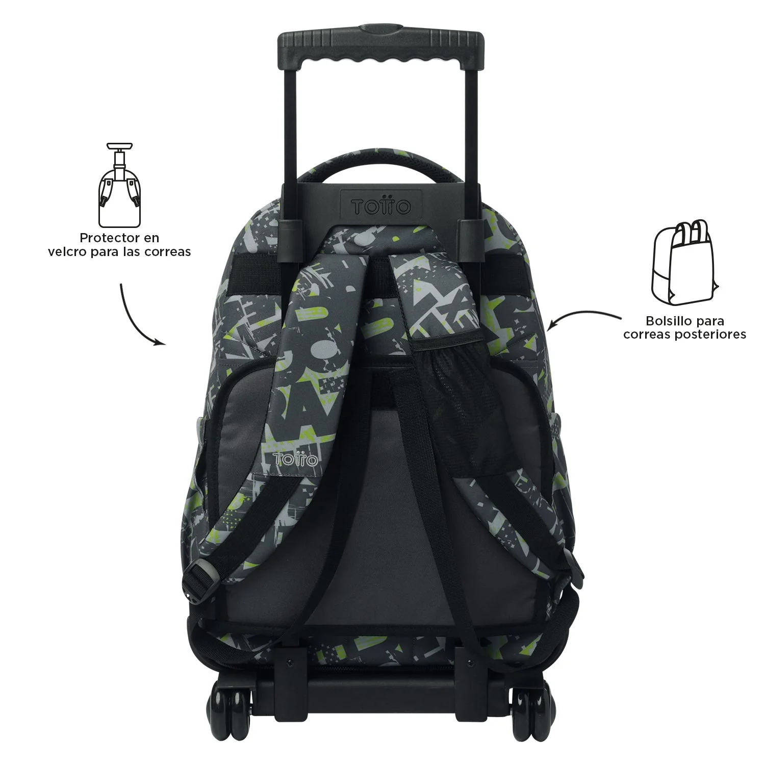 Pack escolar Texgrunge - Mochila con ruedas + Estuche 3 compartimentos - Image 5