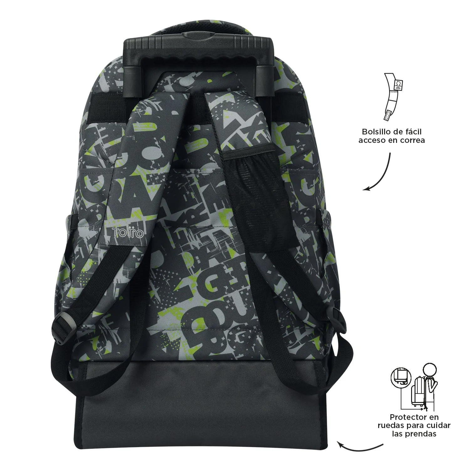 Pack escolar Texgrunge - Mochila con ruedas + Estuche 3 compartimentos - Image 6