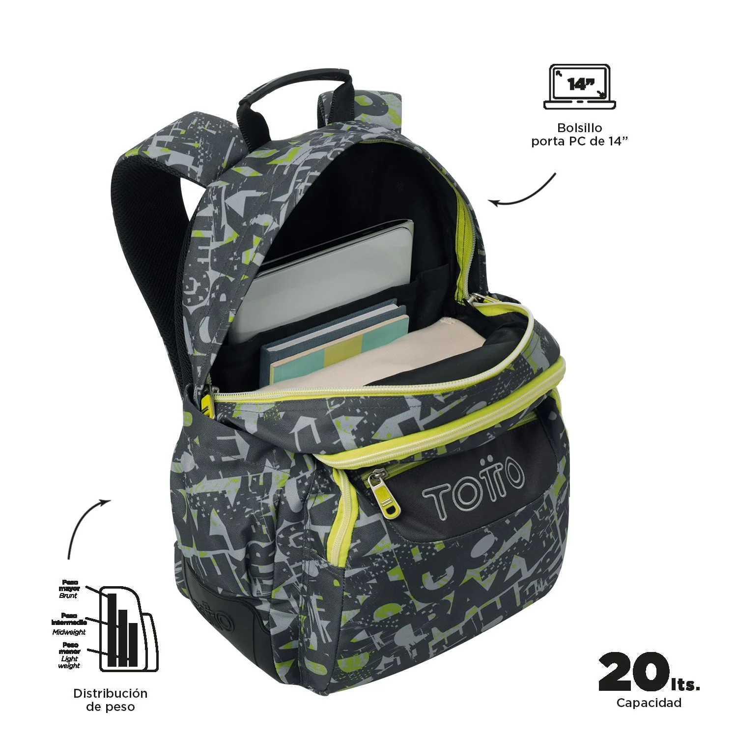 Pack escolar Texgrunge - Mochila + Estuche 3 compartimentos - Image 5