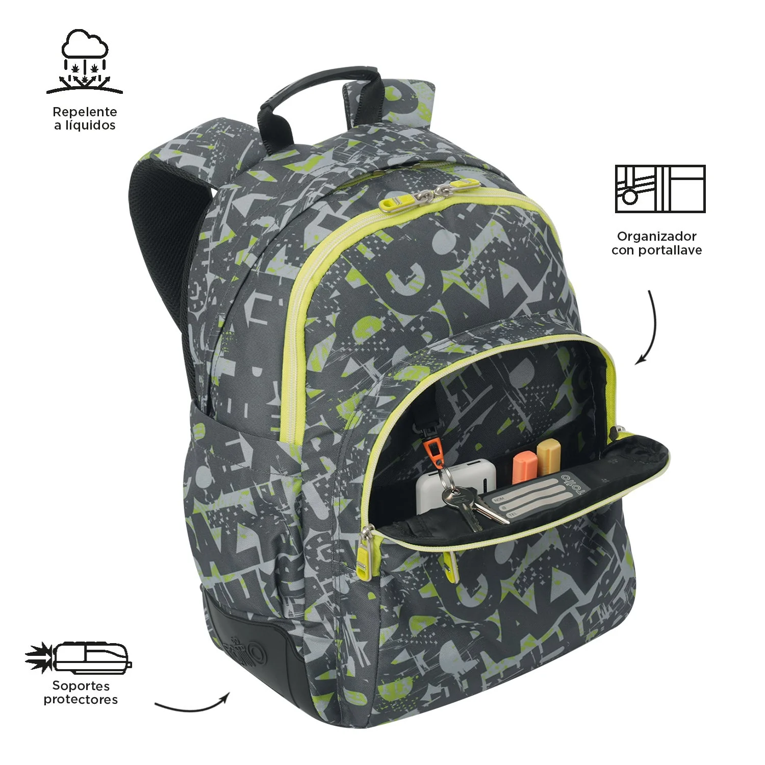 Pack escolar Texgrunge - Mochila + Estuche 3 compartimentos - Image 6