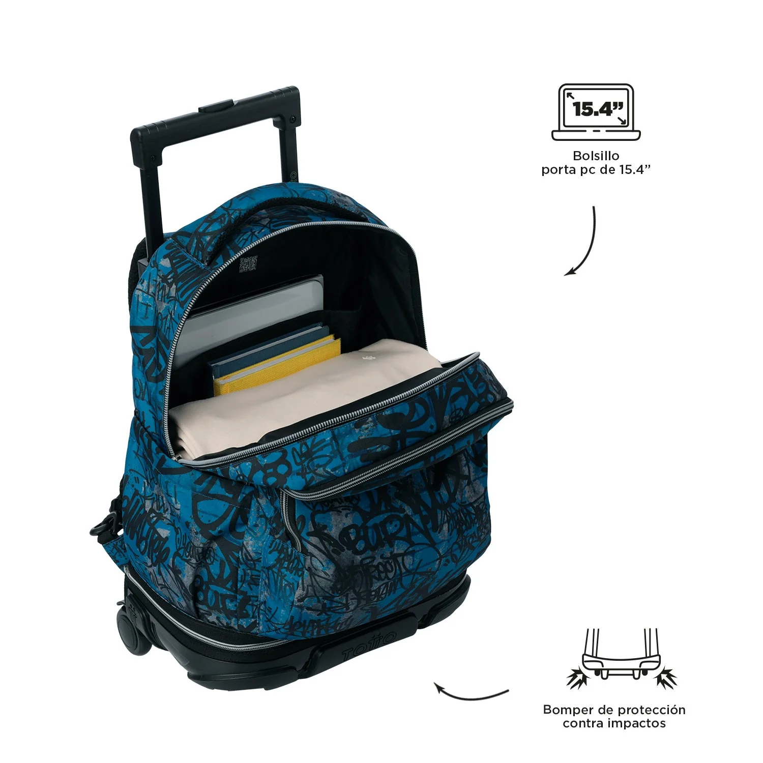 Pack escolar Urban Graph - Mochila con ruedas desmontable + Estuche 3 compartimentos - Image 10