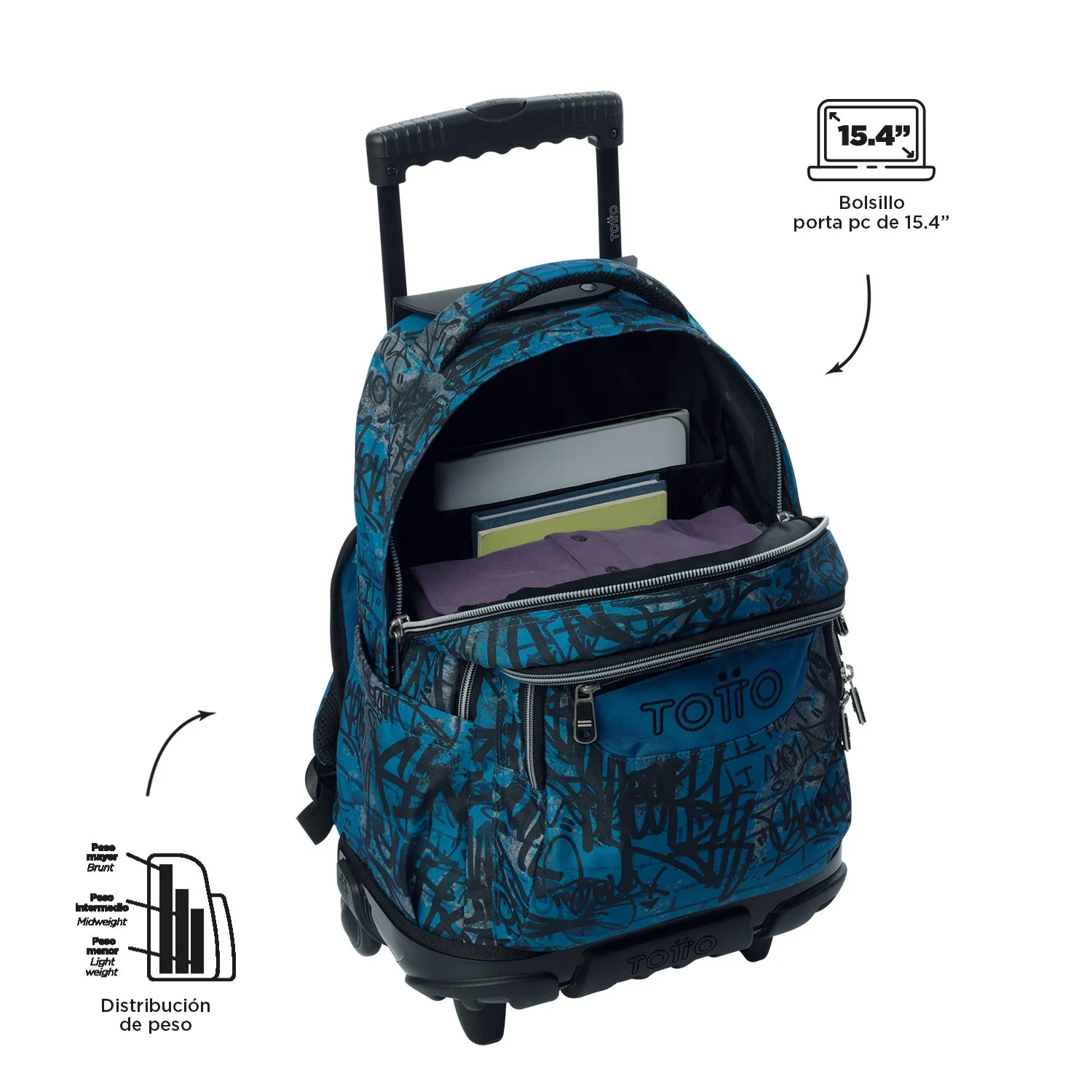 Pack escolar Urban Graph - Mochila con ruedas + Estuche 3 compartimentos - Image 7